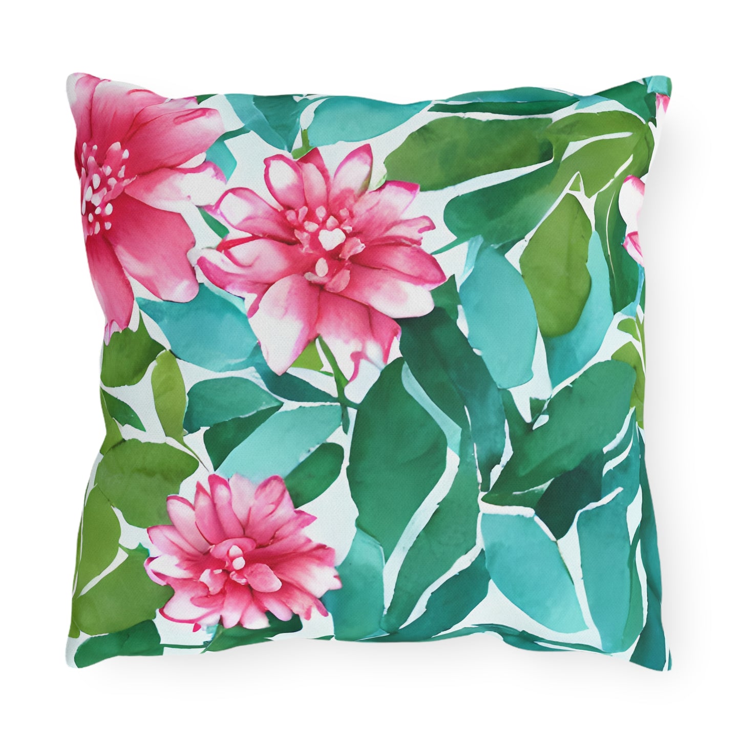 Outdoor Pillow In Watercolor Flowers Pattern