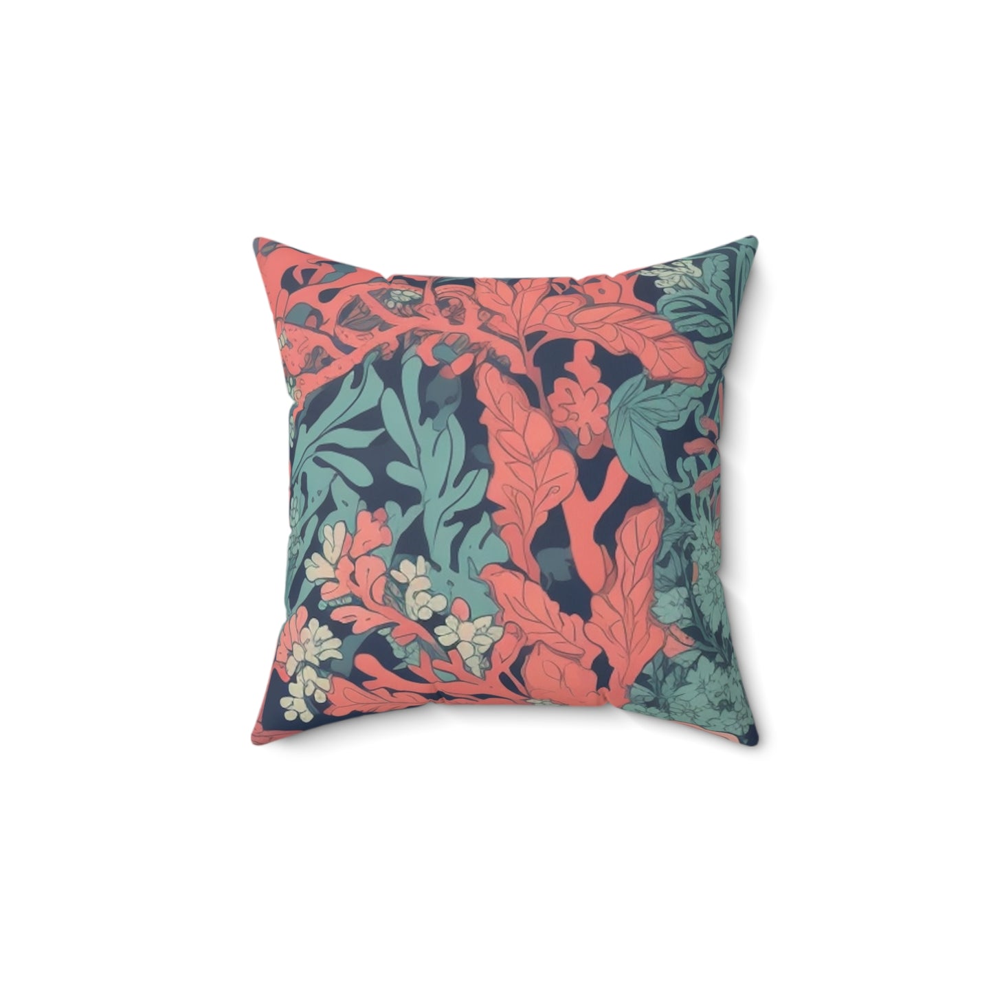 Square Pillow Cover With Pillow Insert In Coral Pattern