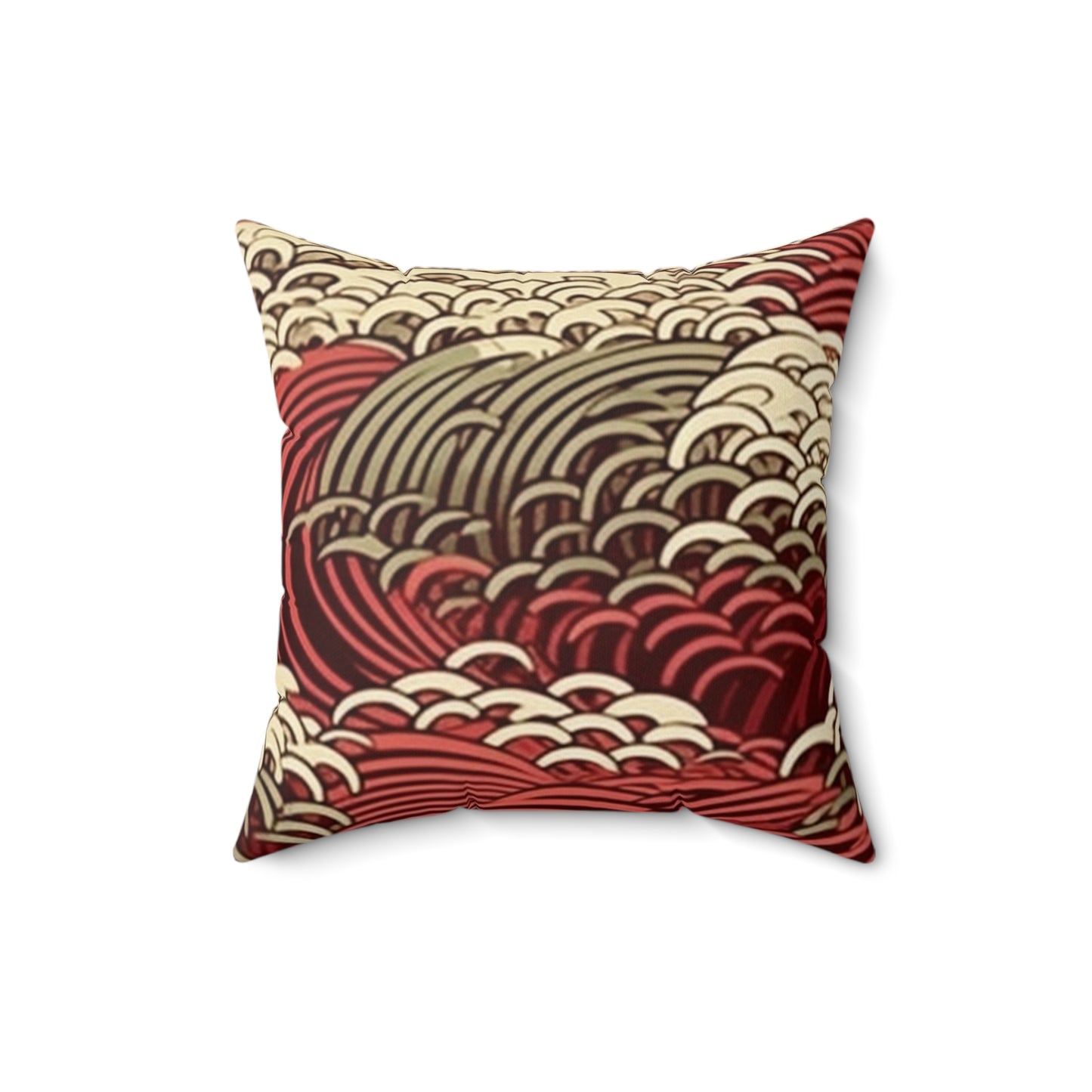 Square Pillow Cover With Pillow Insert In Japanese Wave Pattern