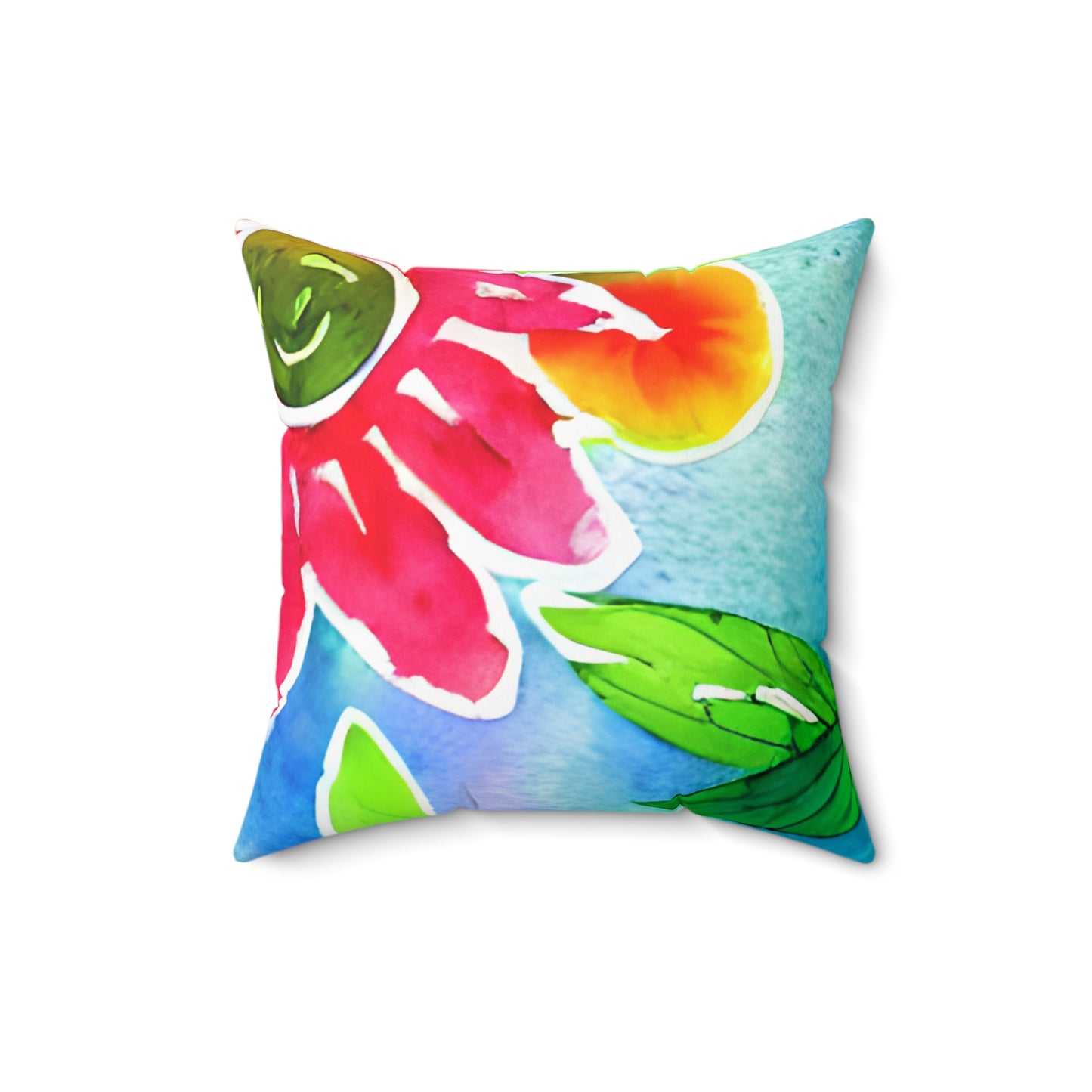 Square Pillow Cover With Pillow Insert In Watercolor Flowers Pattern