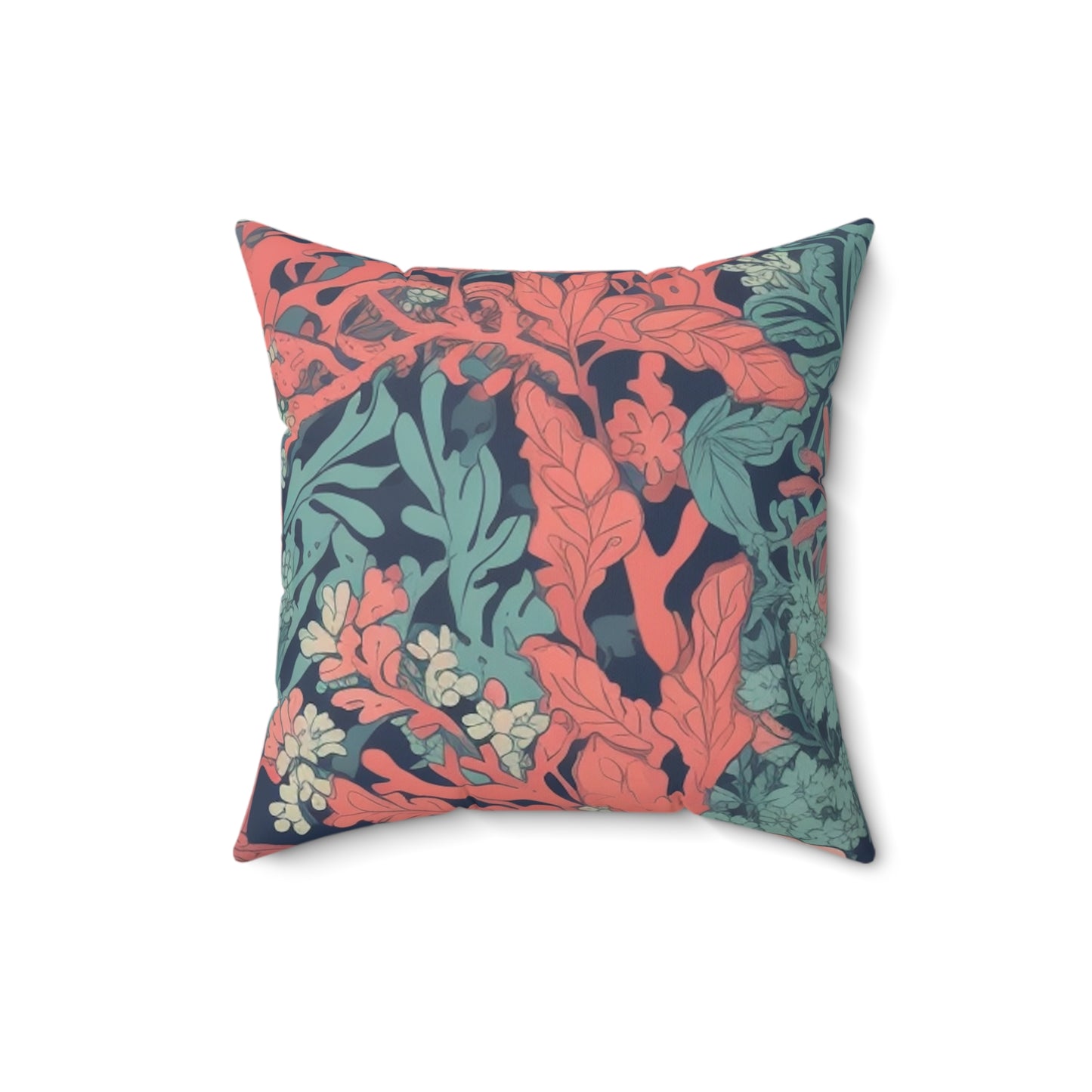 Square Pillow Cover With Pillow Insert In Coral Pattern