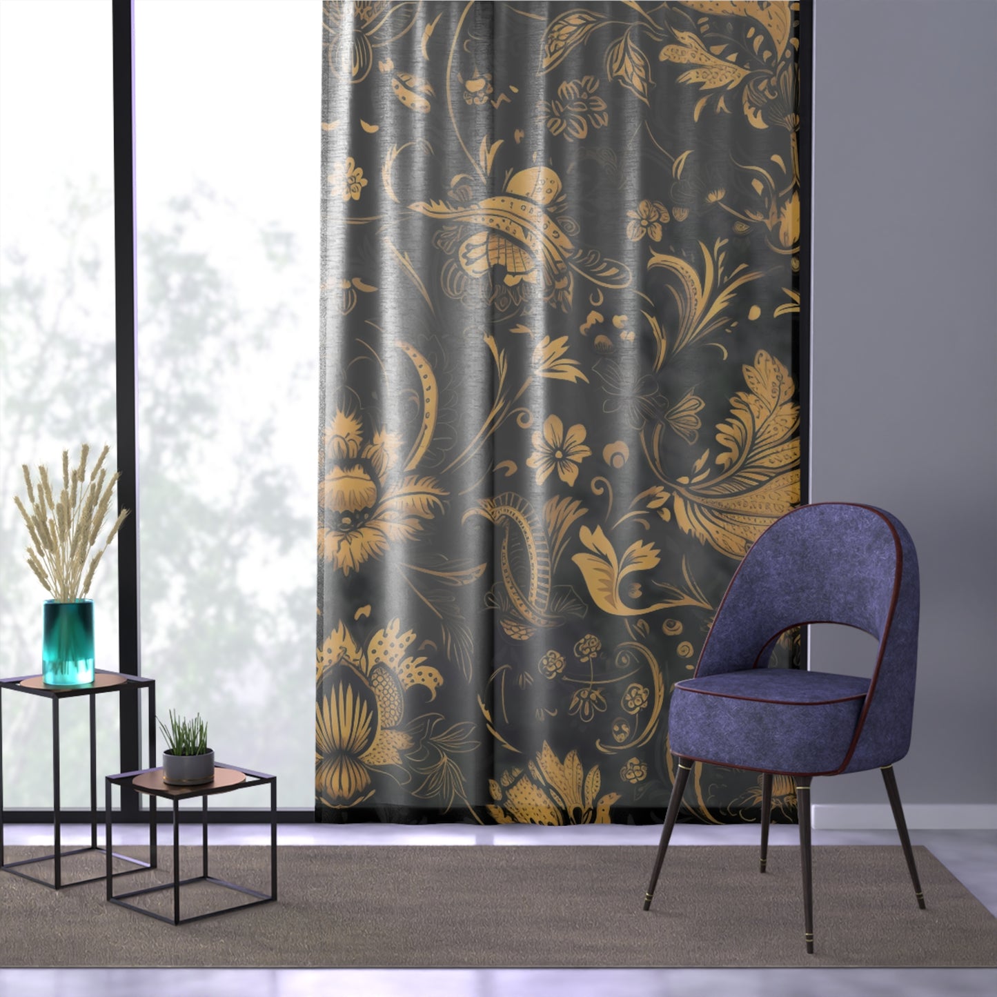 Sheer Window Curtain 50" x 84" Jacobean