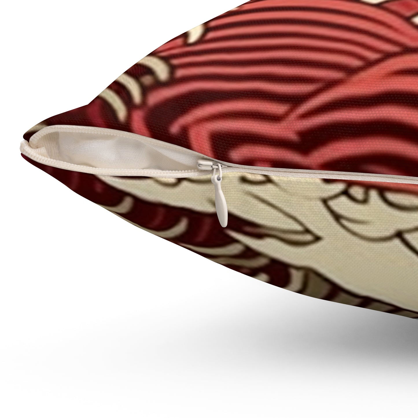 Square Pillow Cover With Pillow Insert In Japanese Wave Pattern