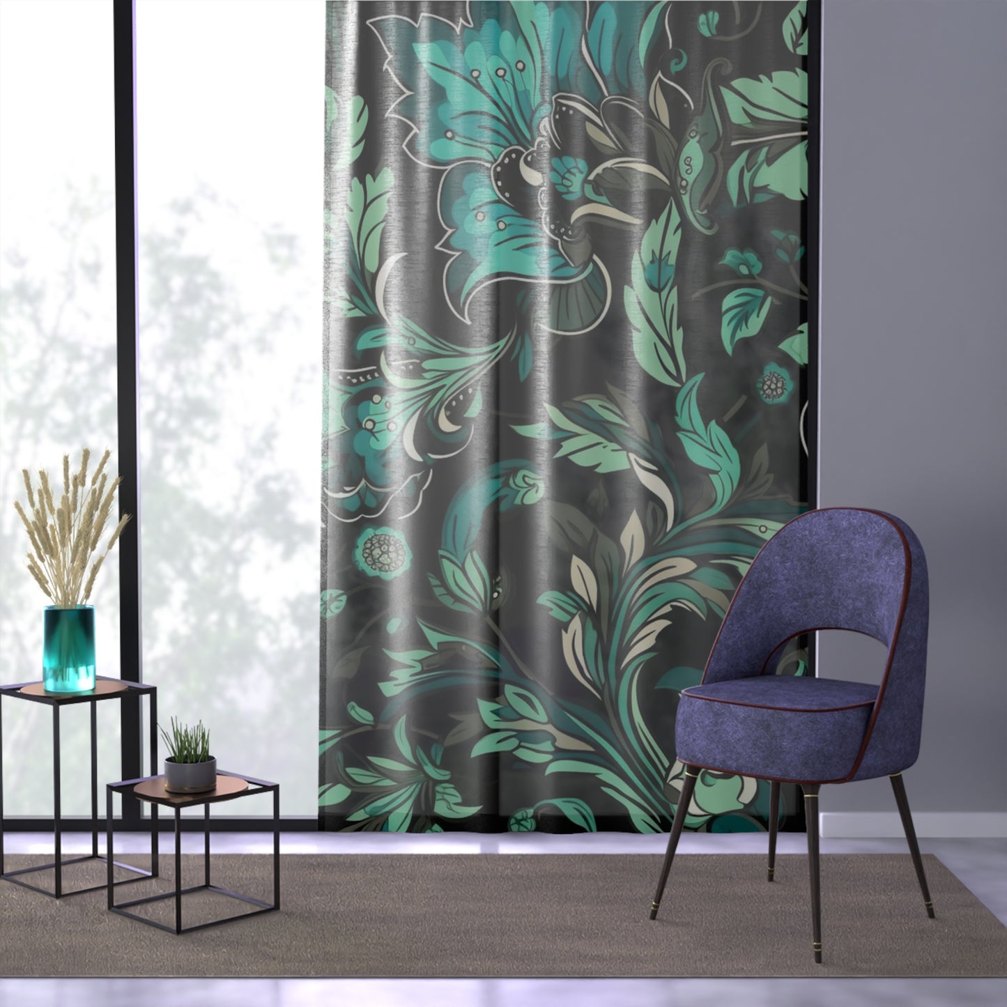 Sheer Window Curtain 50" x 84" Jacobean