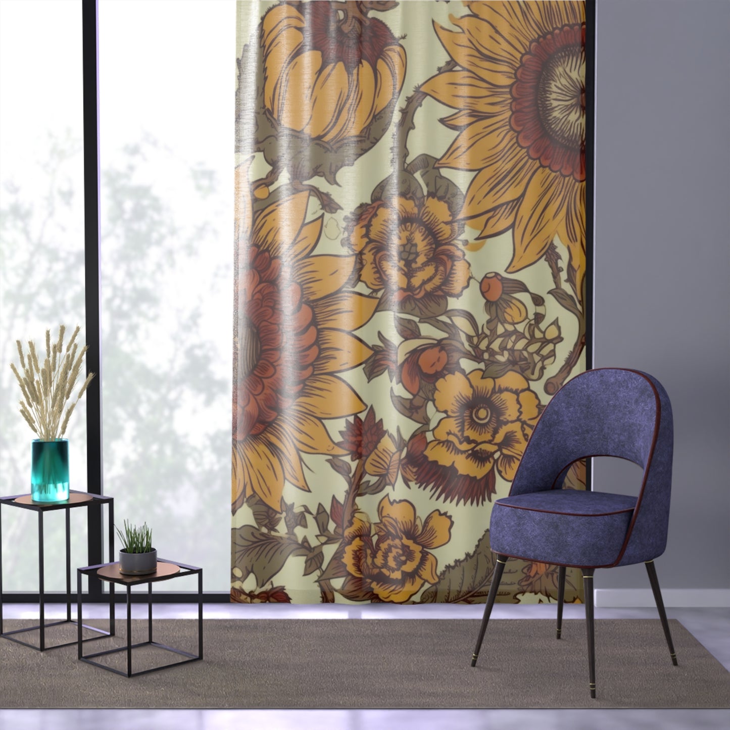 Sheer Window Curtain 50" x 84" Sunflower