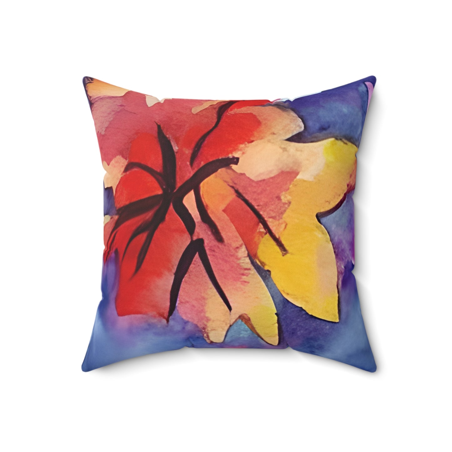 Square Pillow Cover With Pillow Insert In Watercolor Flowers Pattern