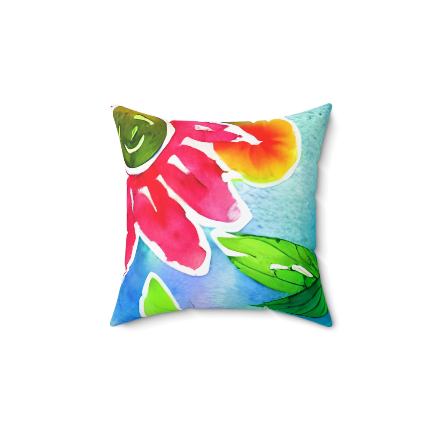 Square Pillow Cover With Pillow Insert In Watercolor Flowers Pattern