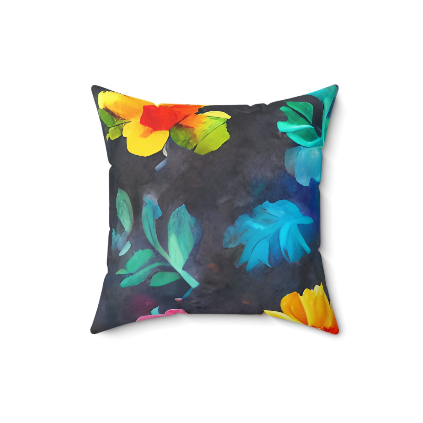 Square Pillow Cover With Pillow Insert In Watercolor Flowers Pattern
