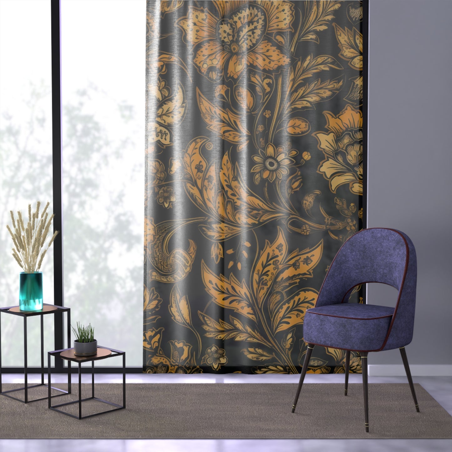 Sheer Window Curtain 50" x 84" Jacobean