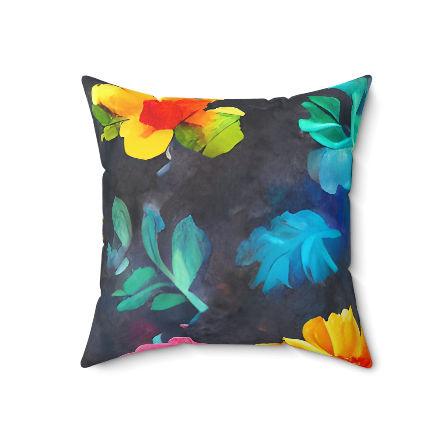 Square Pillow Cover With Pillow Insert In Watercolor Flowers Pattern