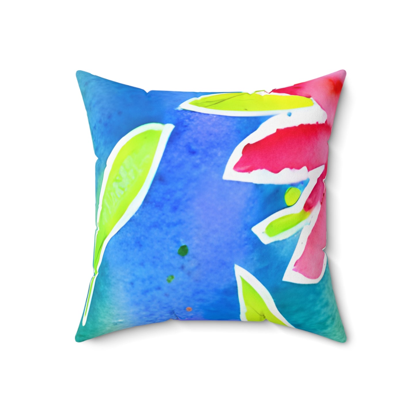Square Pillow Cover With Pillow Insert In Watercolor Flowers Pattern