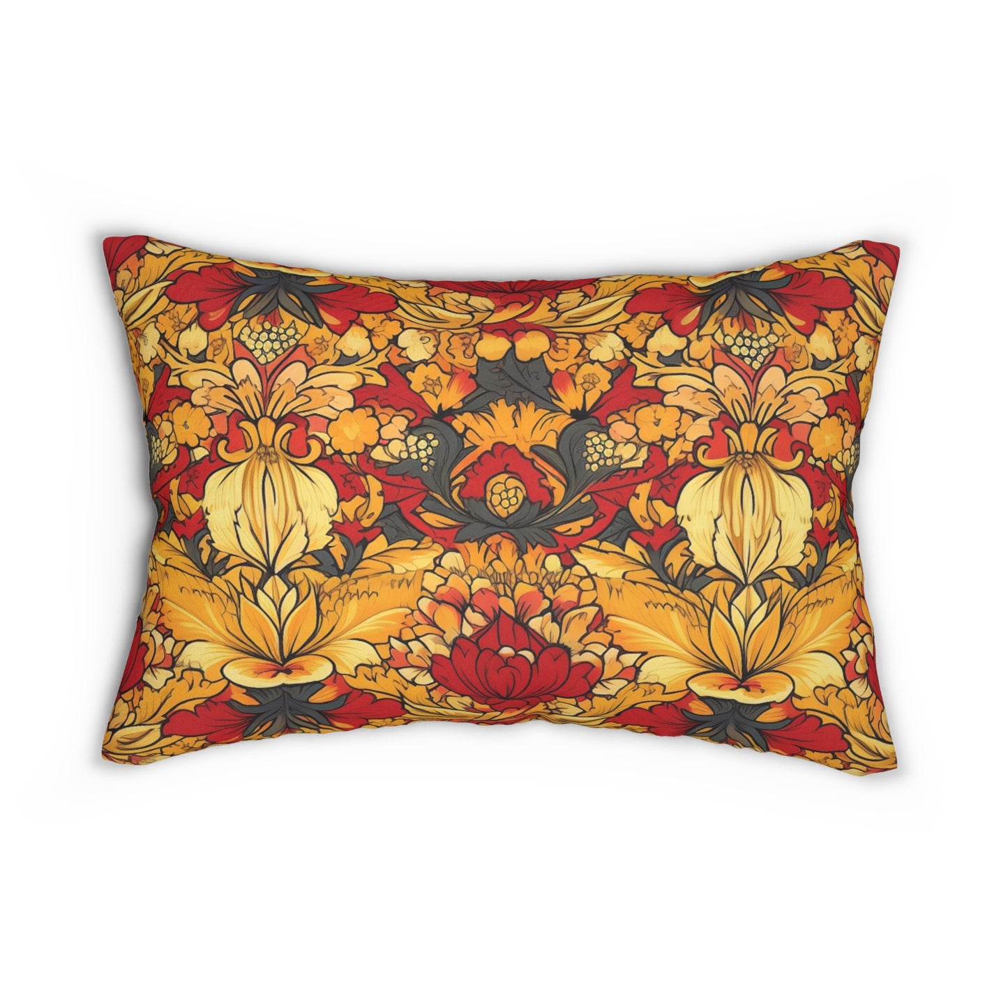 Lumbar Pillow With Pillow Insert In Jacobean Pattern 20"x14"