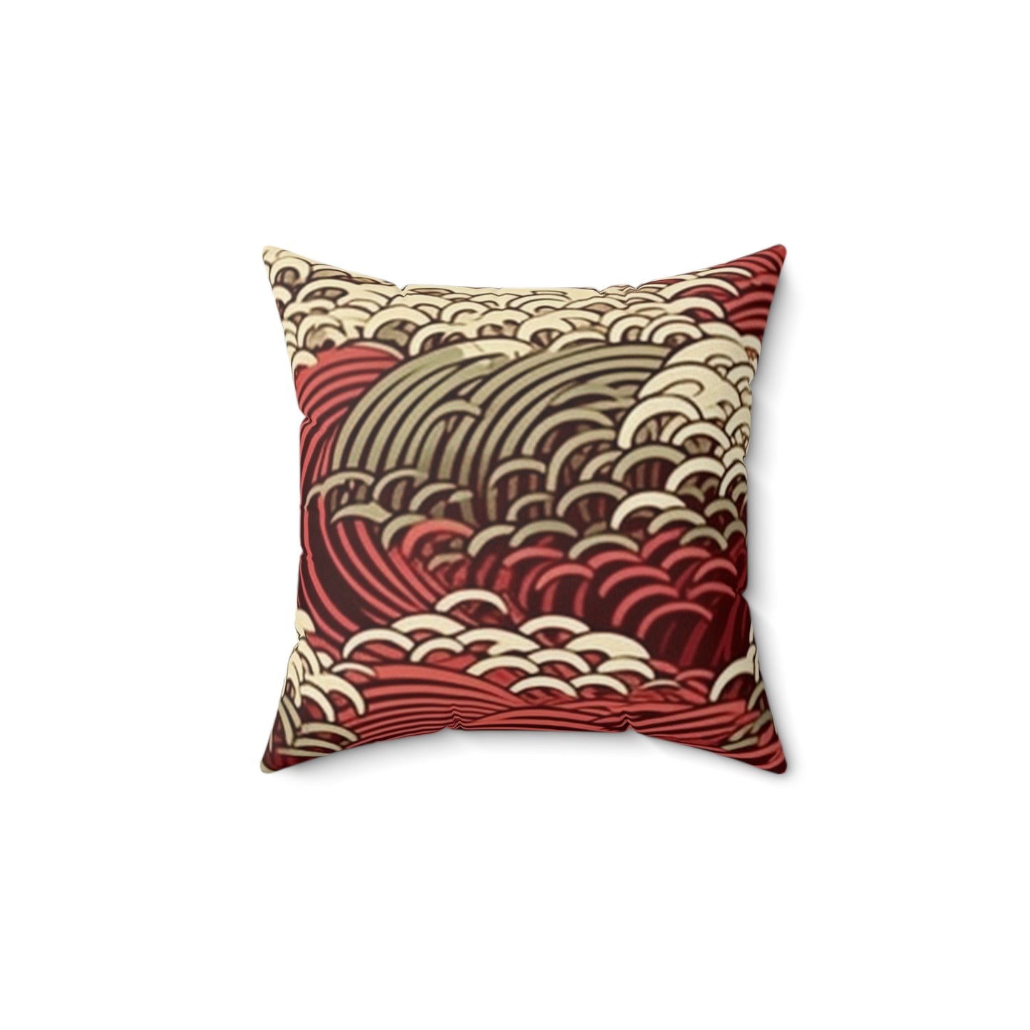 Square Pillow Cover With Pillow Insert In Japanese Wave Pattern