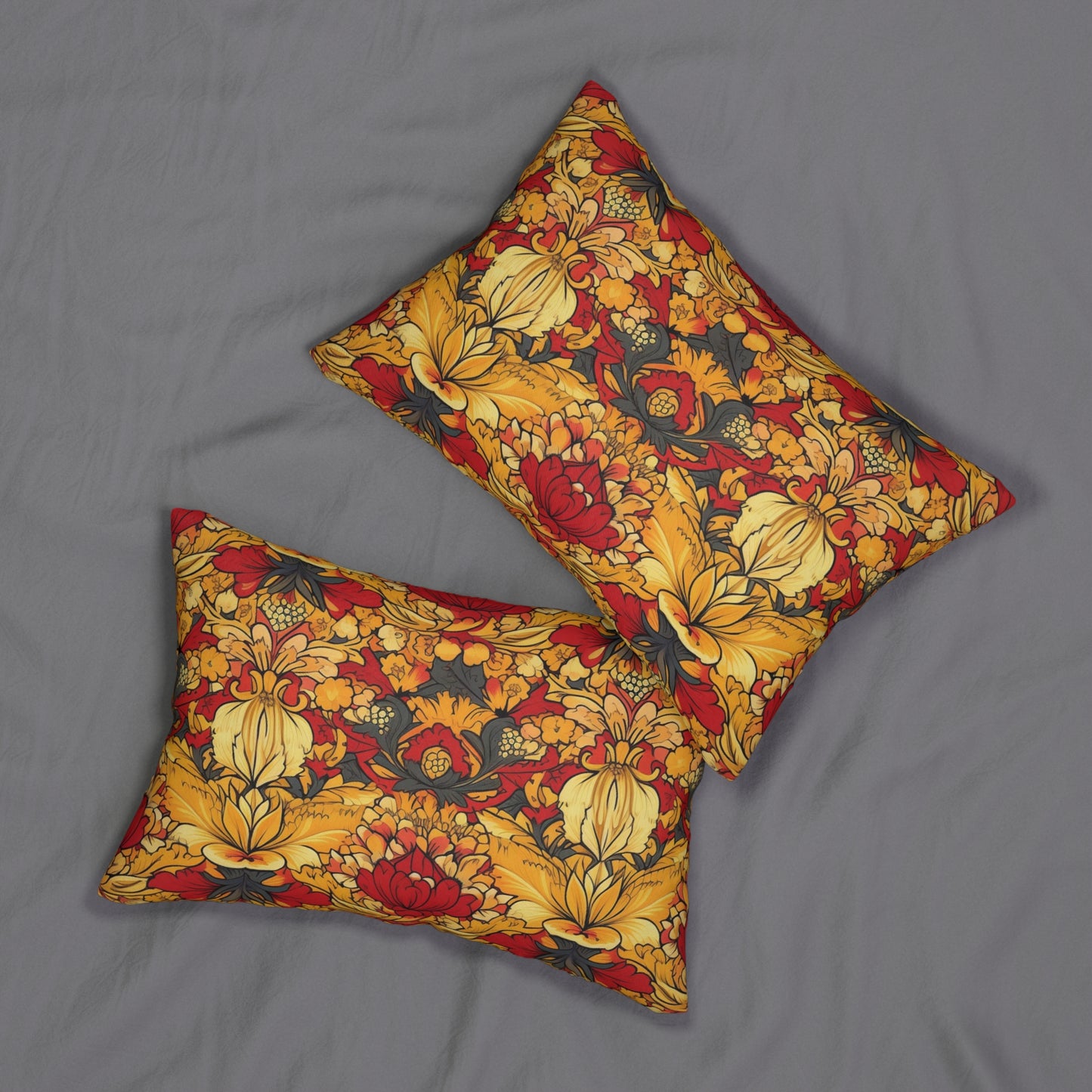 Lumbar Pillow With Pillow Insert In Jacobean Pattern 20"x14"
