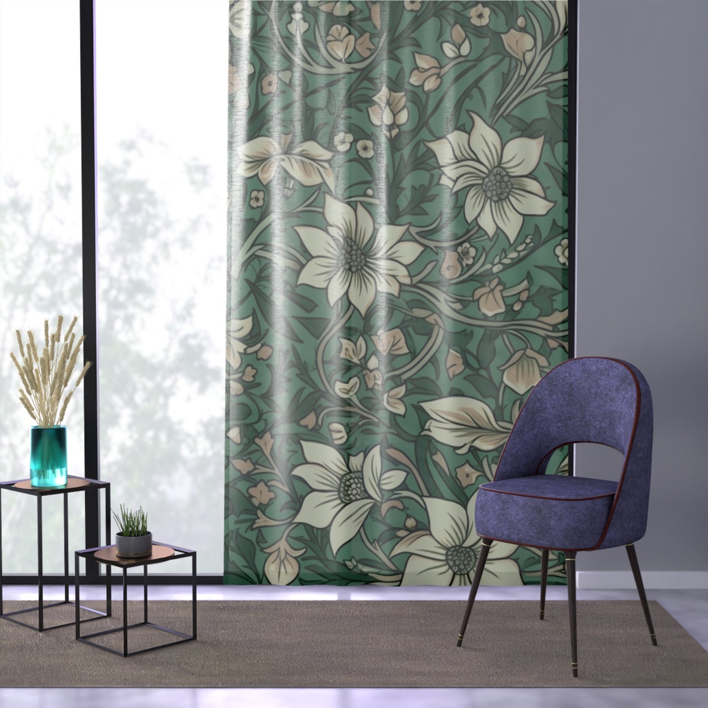 Sheer Window Curtain 50" x 84" Jacobean