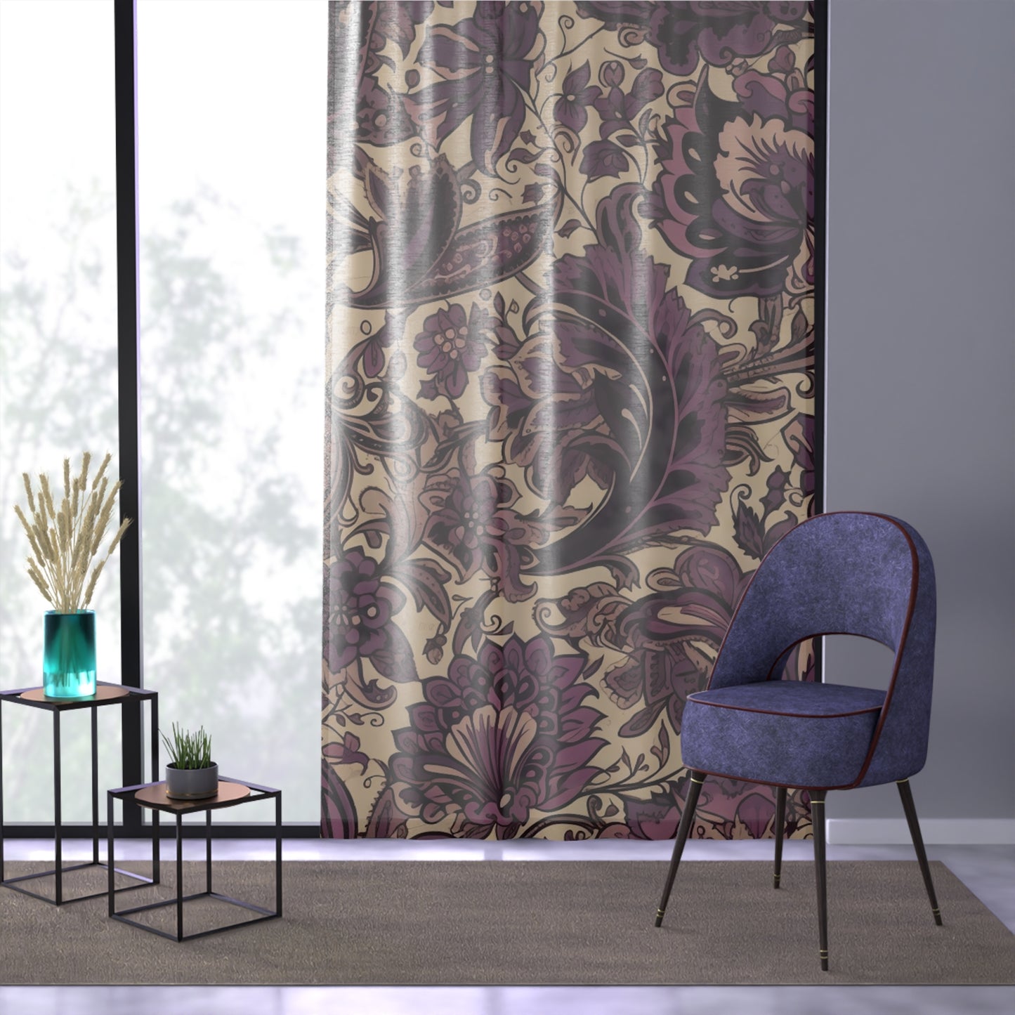 Sheer Window Curtain 50" x 84" Jacobean