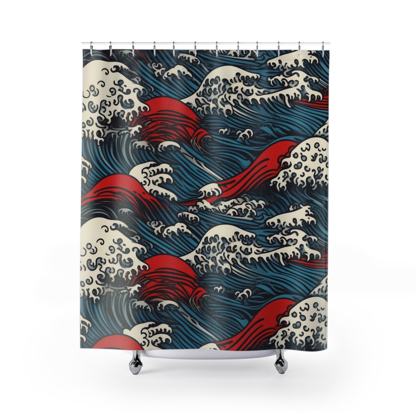 Japanese Wave Pattern Shower Curtain 71" x 74"