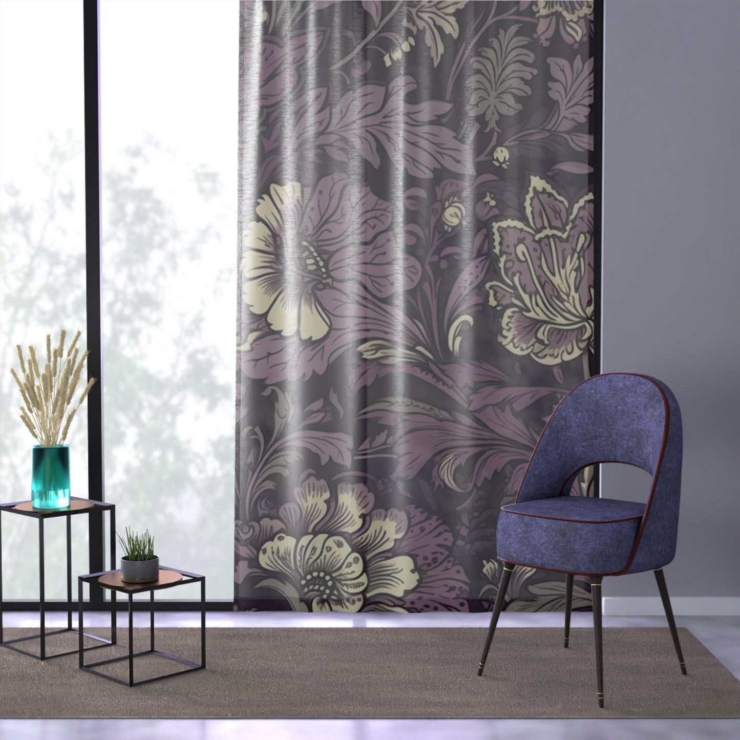 Sheer Window Curtain 50" x 84" Jacobean