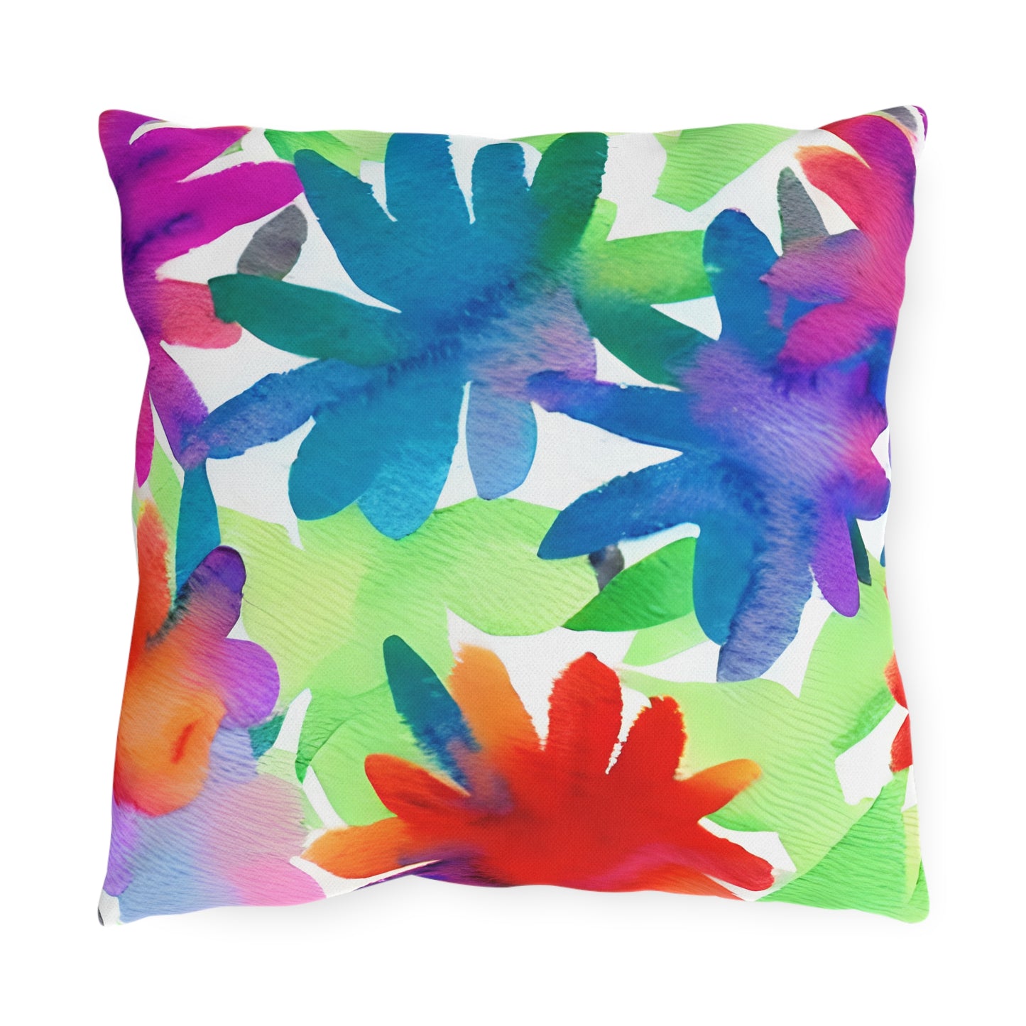 Outdoor Pillow In Watercolor Flowers Pattern