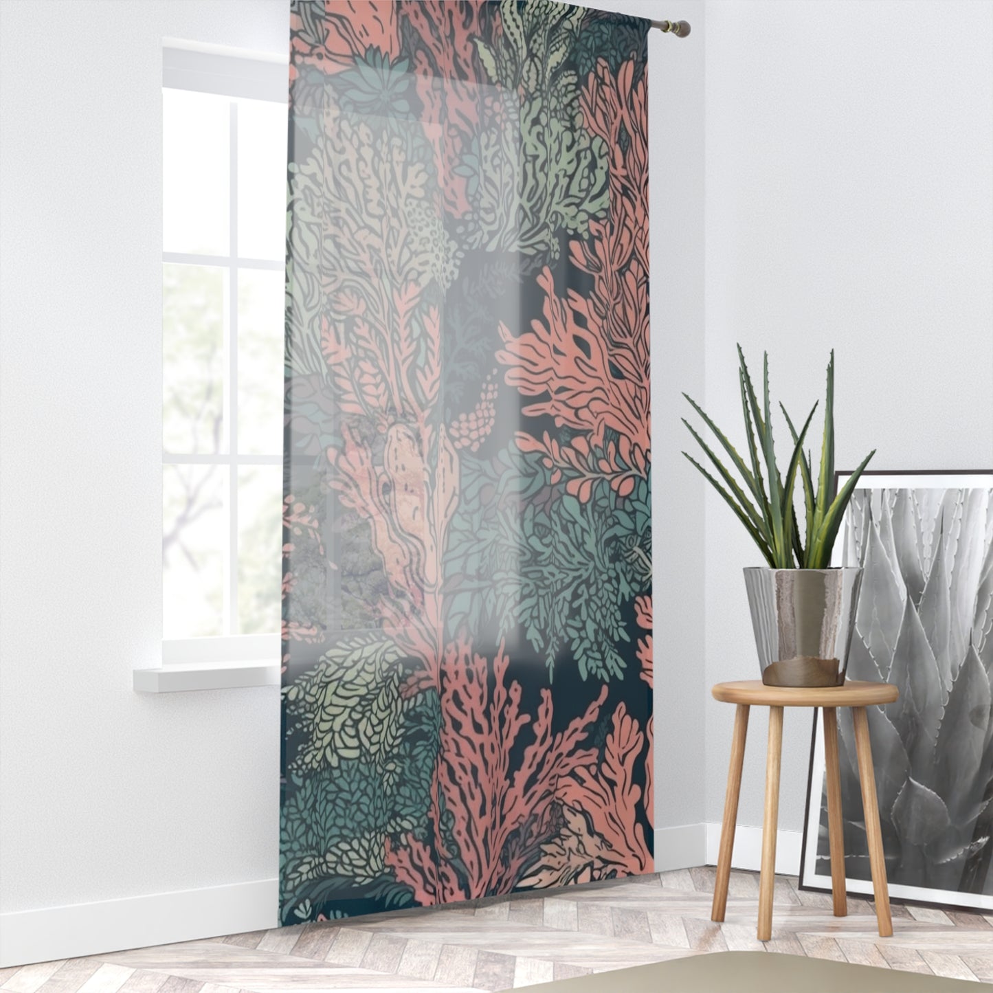 Coral Sheer Window Curtain 50" x 84"