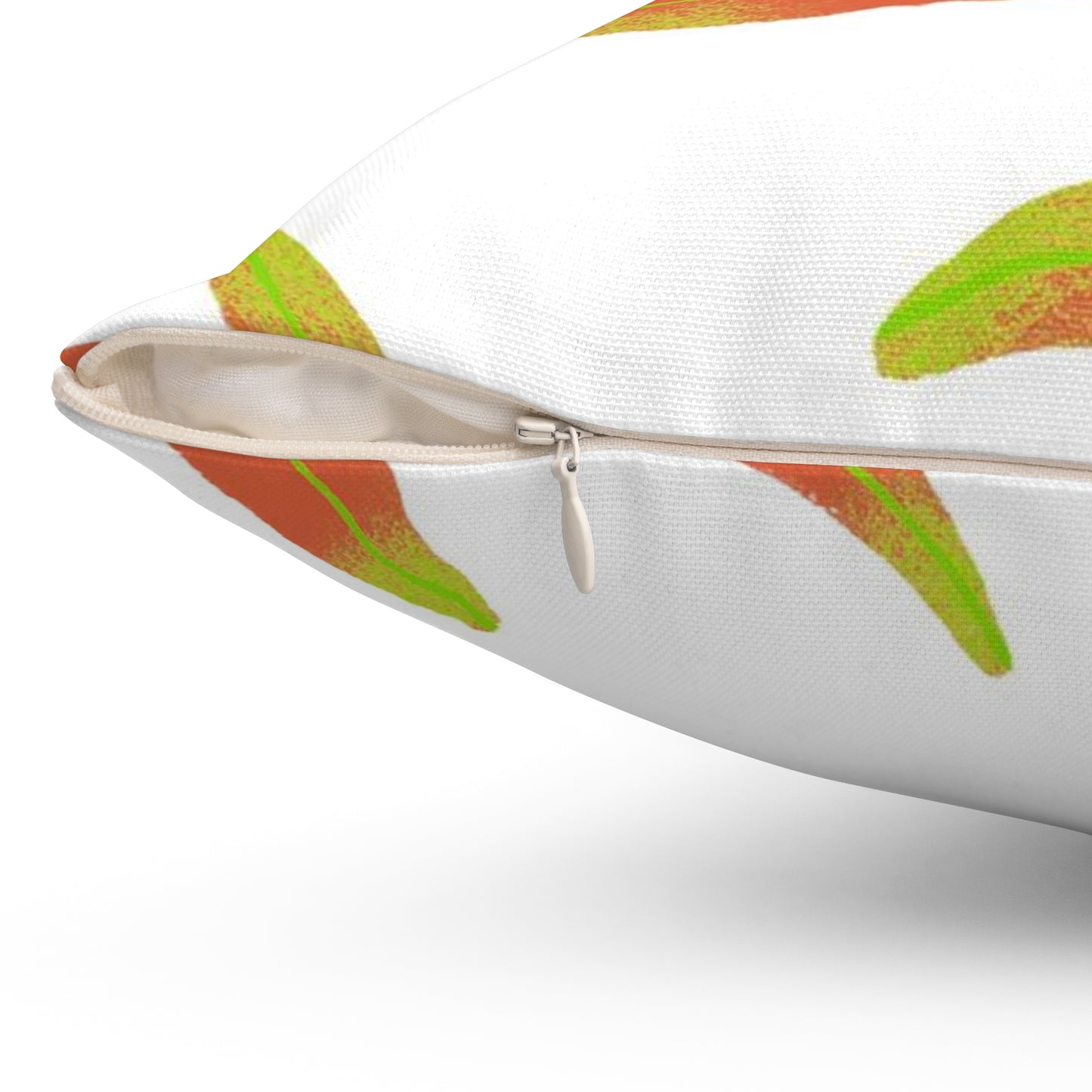 Square Pillow Cover With Pillow Insert In Rusty Leaves Pattern - White