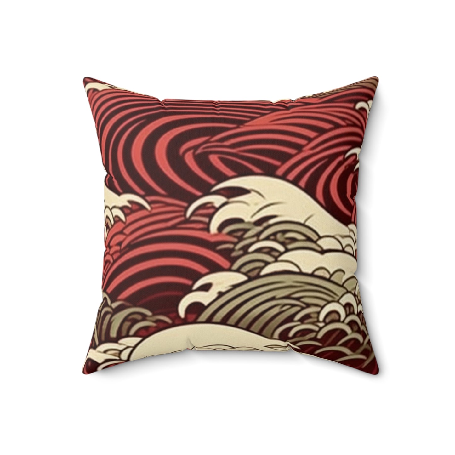 Square Pillow Cover With Pillow Insert In Japanese Wave Pattern