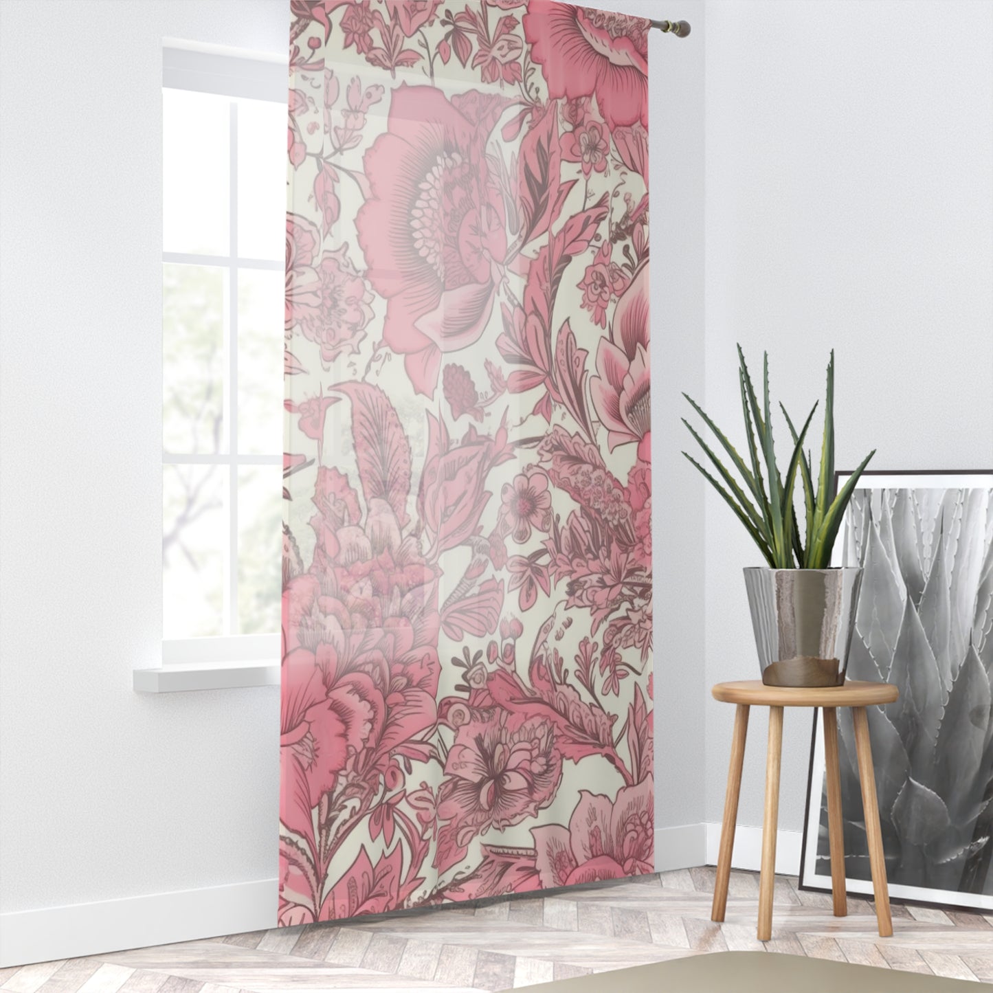 Sheer Window Curtain 50" x 84" Jacobean