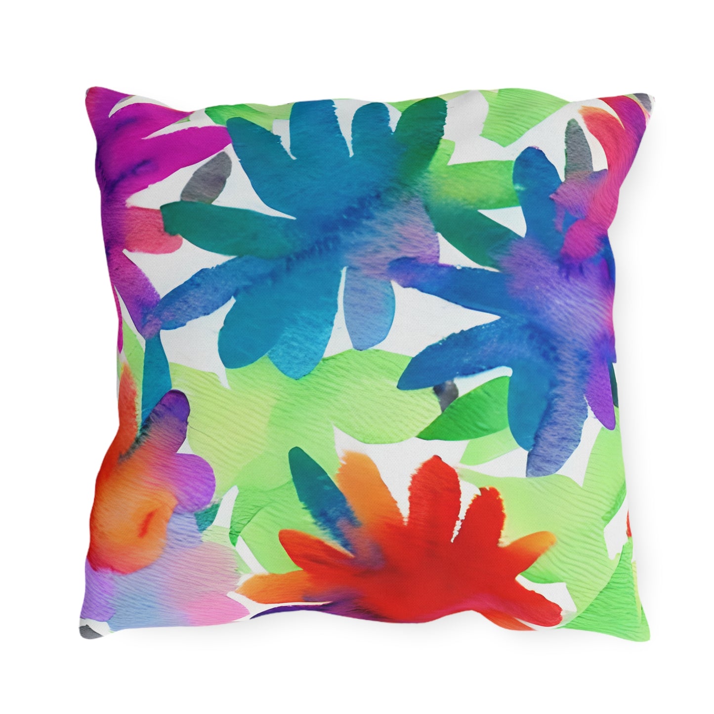 Outdoor Pillow In Watercolor Flowers Pattern