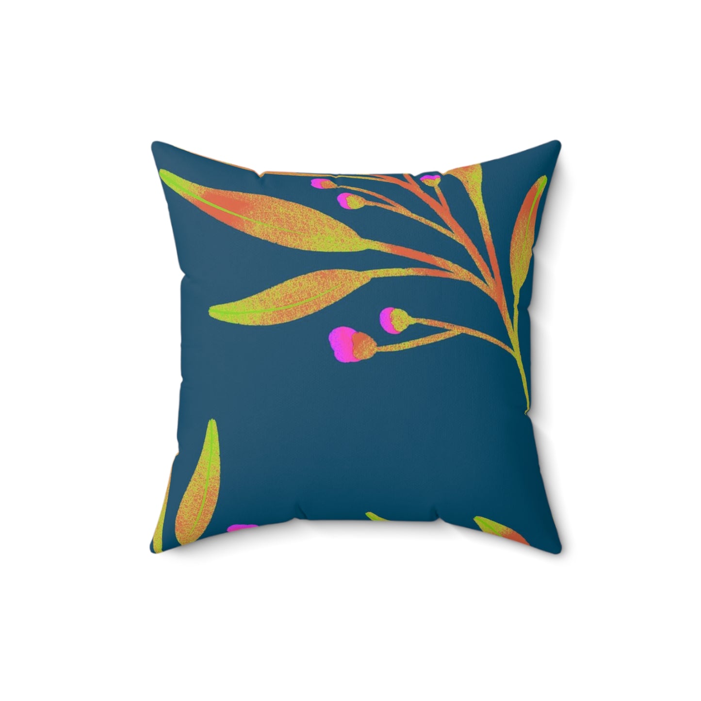 Square Pillow Cover With Pillow Insert In Rusty Leaves Pattern - Blue