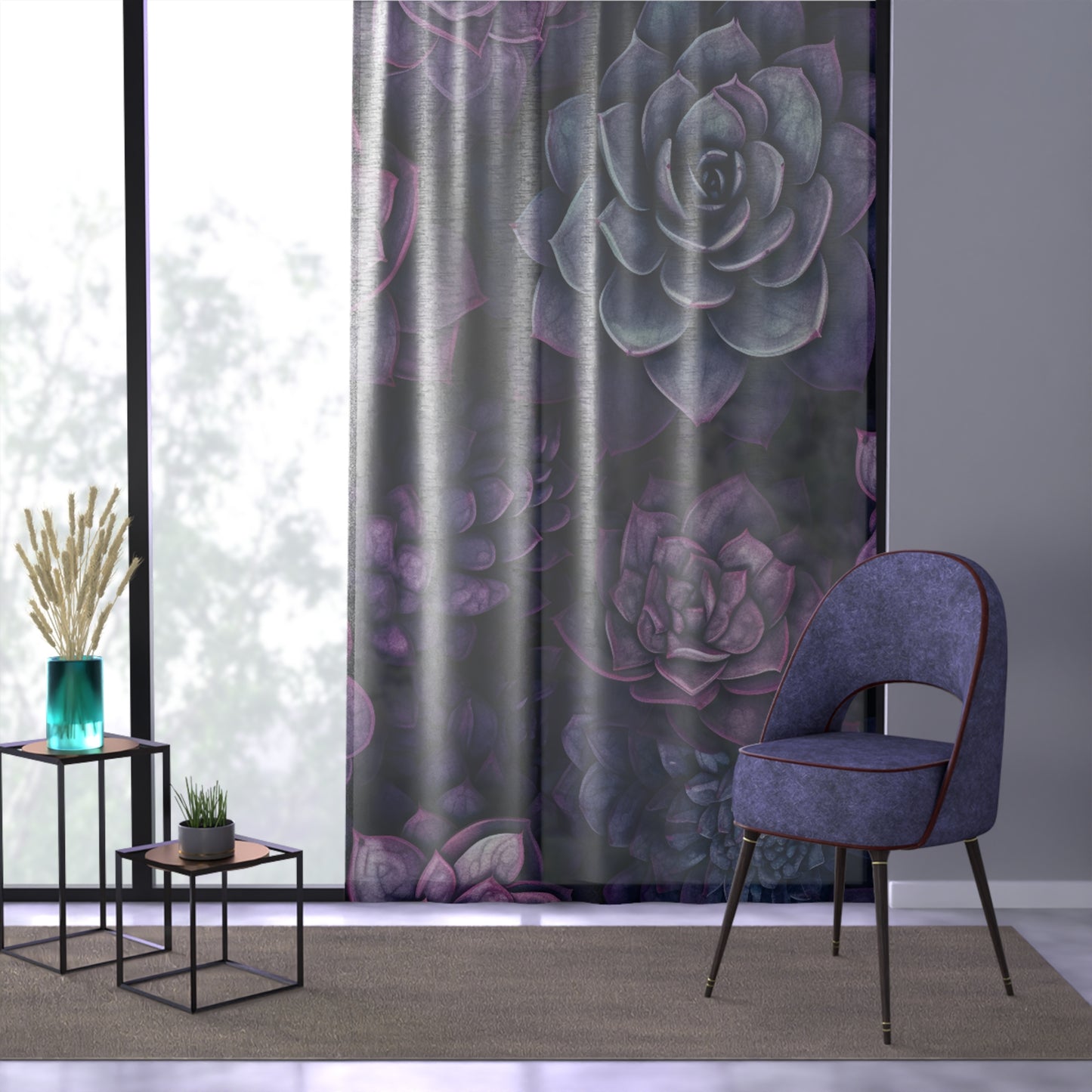 Sheer Window Curtain 50" x 84" Purple