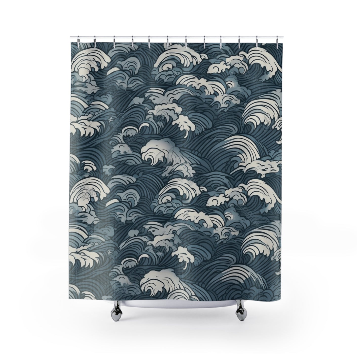 Japanese Wave Pattern Shower Curtain 71" x 74"