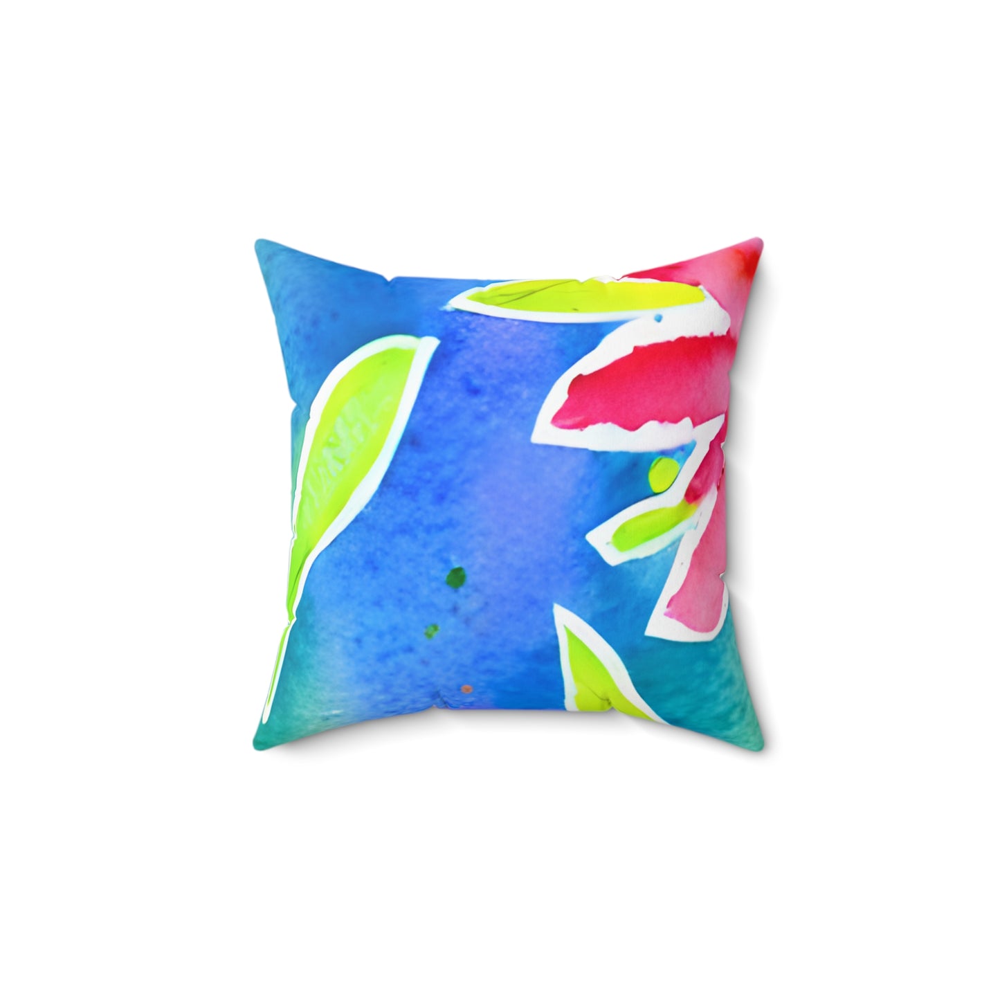 Square Pillow Cover With Pillow Insert In Watercolor Flowers Pattern