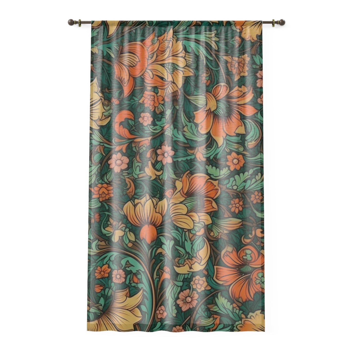 Sheer Window Curtain 50" x 84" Jacobean