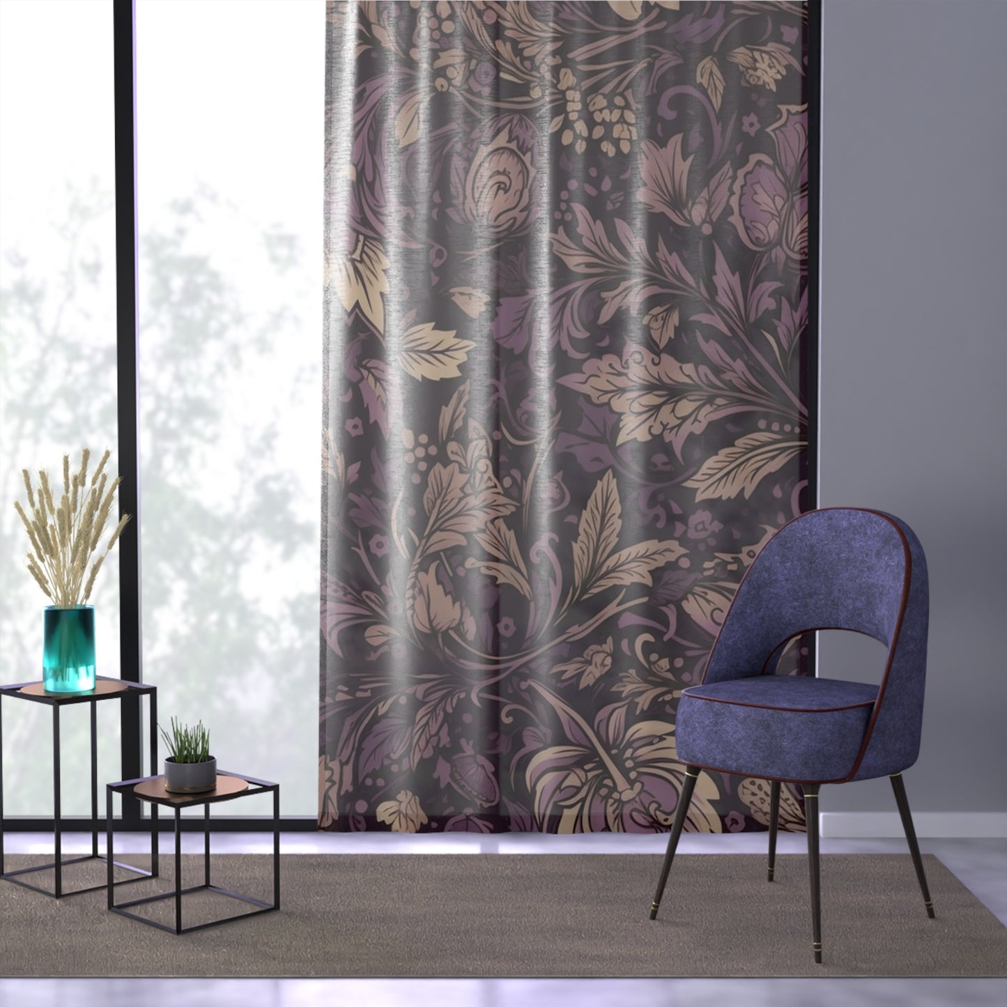 Sheer Window Curtain 50" x 84" Jacobean