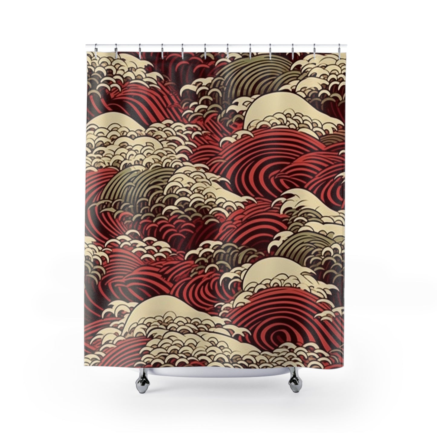 Japanese Wave Pattern Shower Curtain 71" x 74"