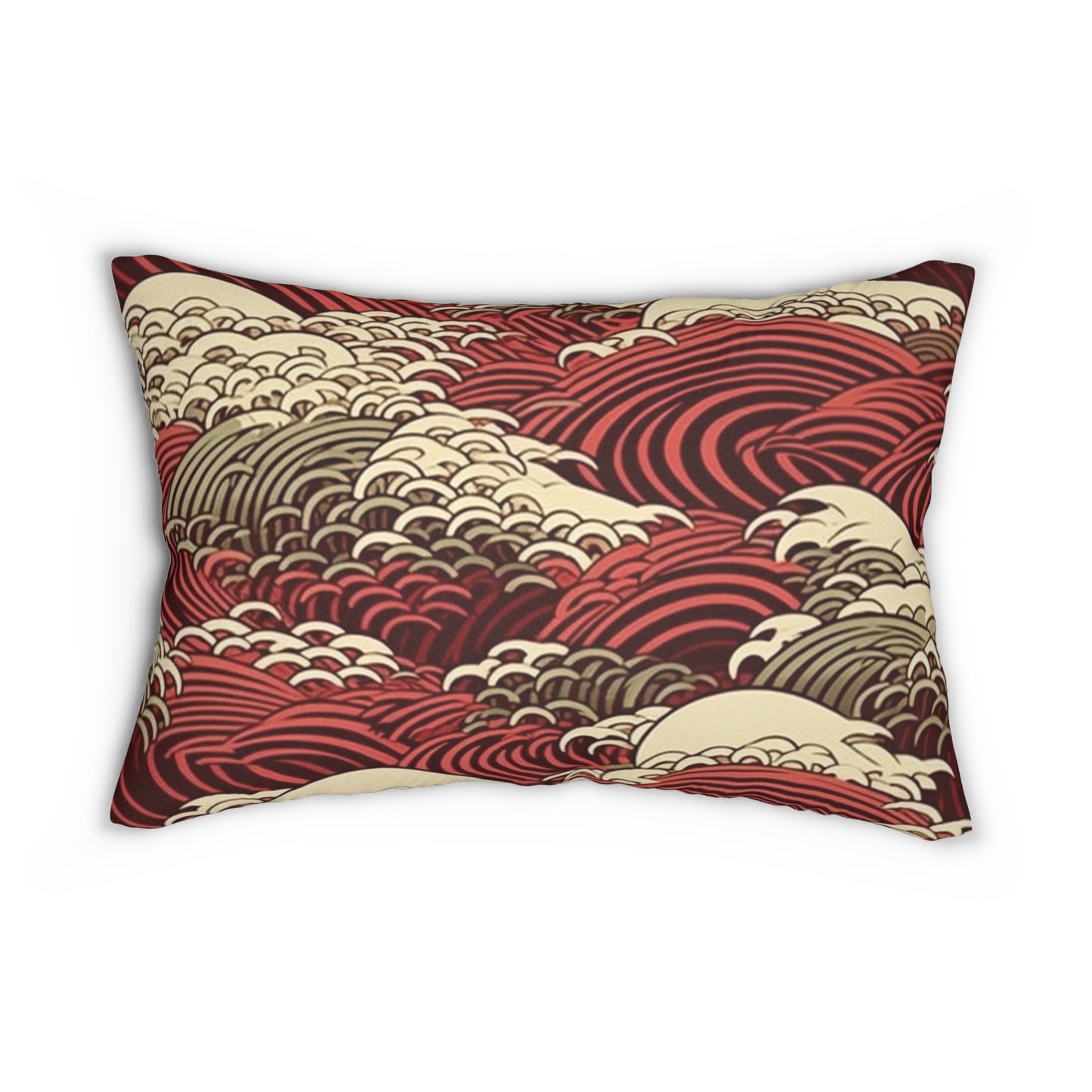 Lumbar Pillow With Pillow Insert In Japanese Wave Pattern 20"x14"