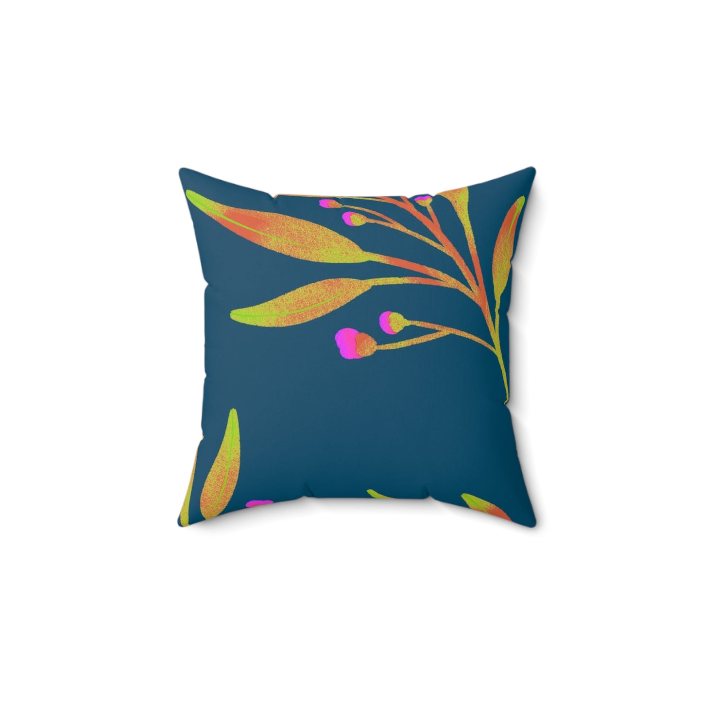 Square Pillow Cover With Pillow Insert In Rusty Leaves Pattern - Blue