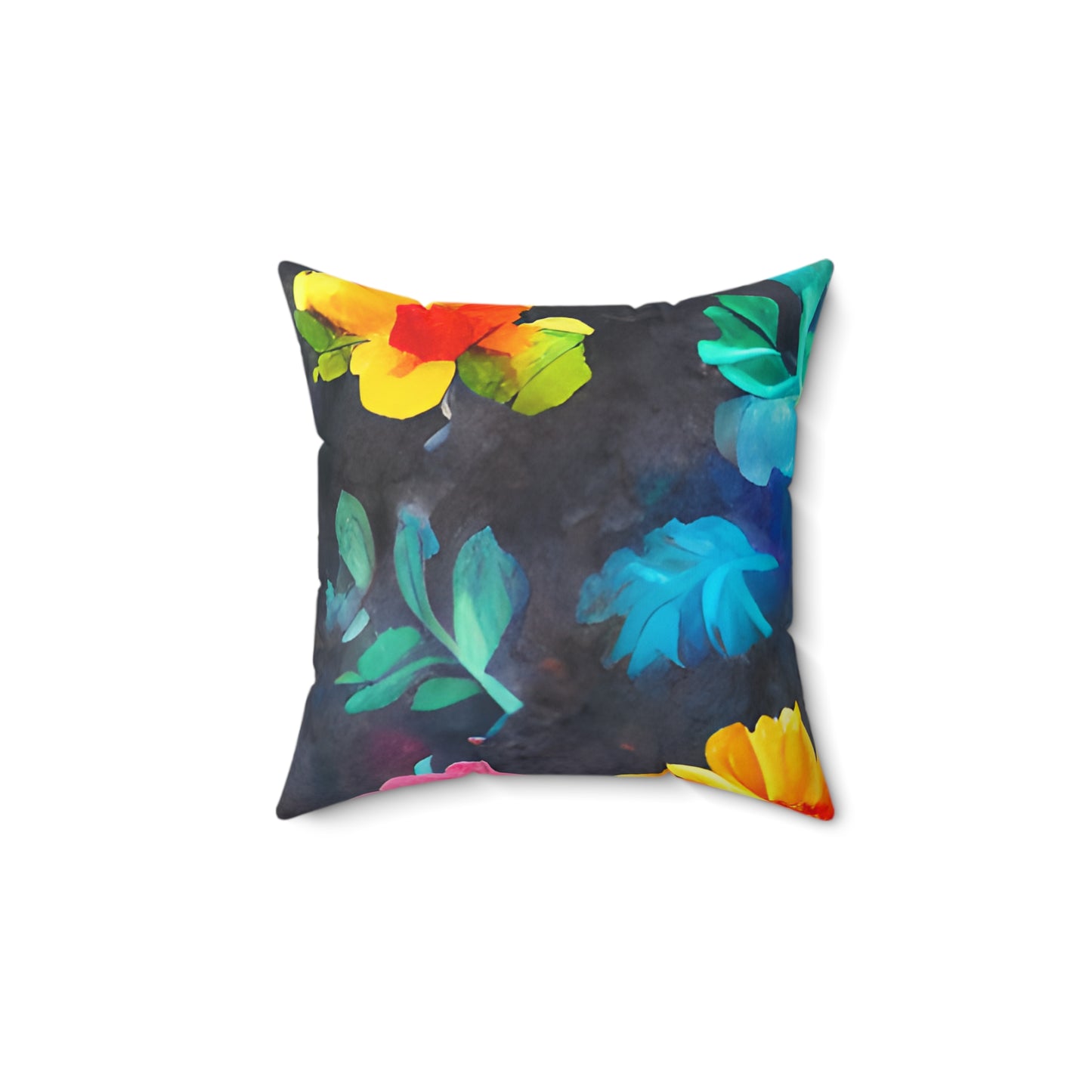 Square Pillow Cover With Pillow Insert In Watercolor Flowers Pattern