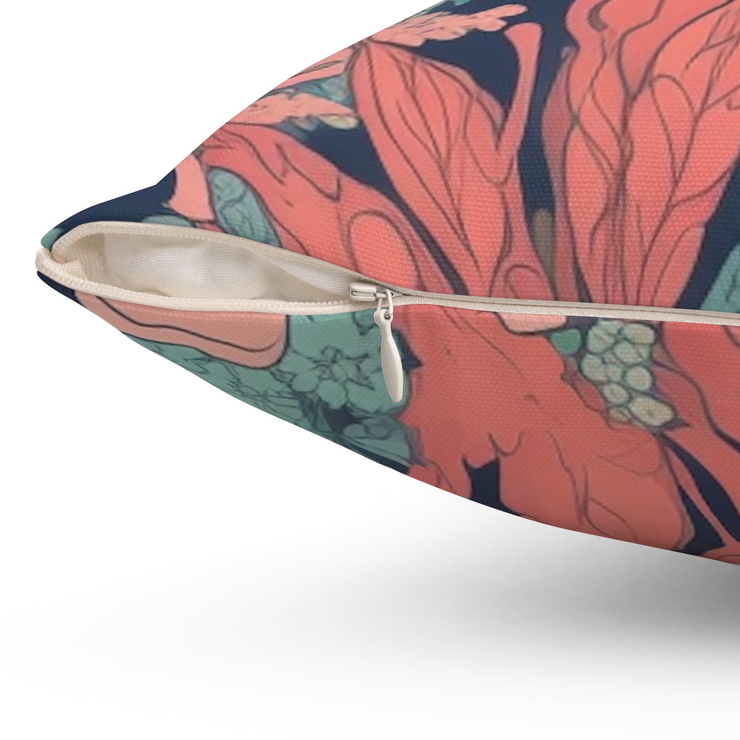 Square Pillow Cover With Pillow Insert In Coral Pattern