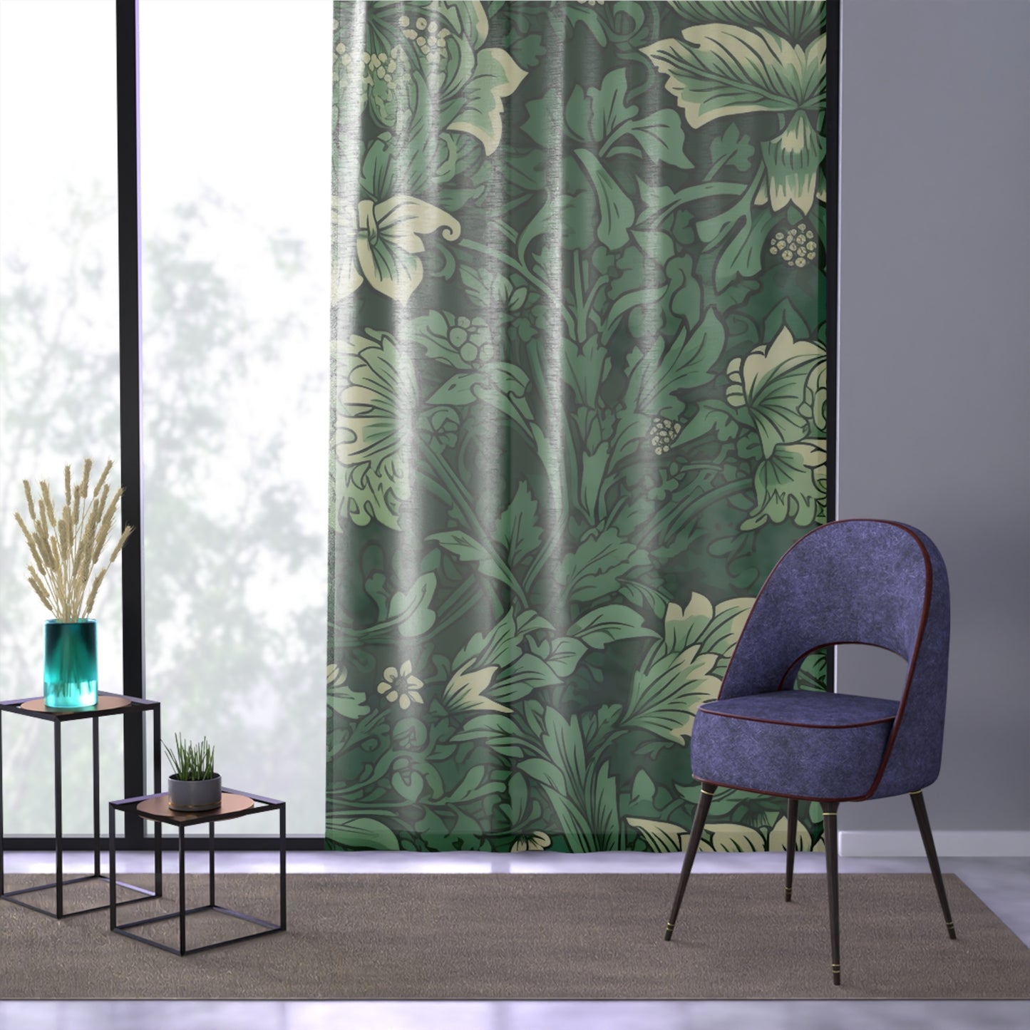 Sheer Window Curtain 50" x 84" Jacobean