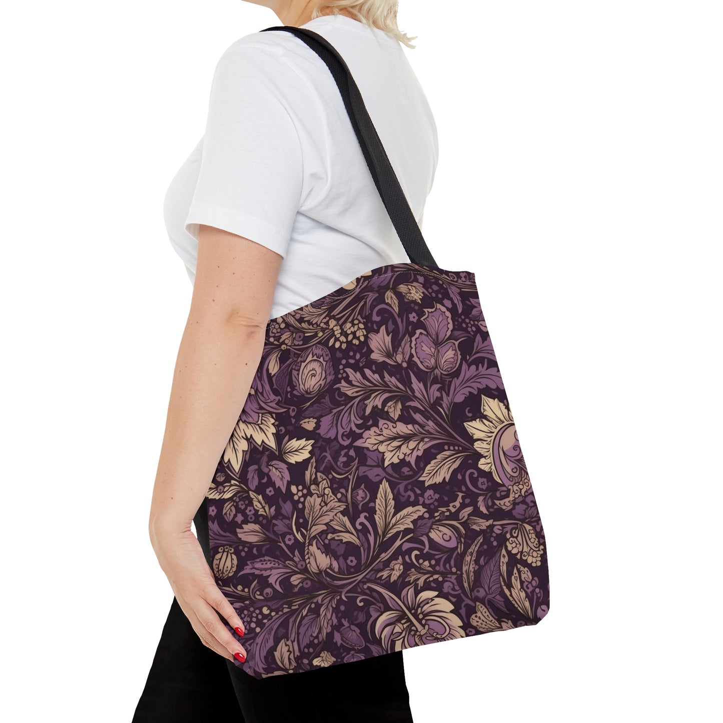 Purple Floral Tote Bag Jacobean Design