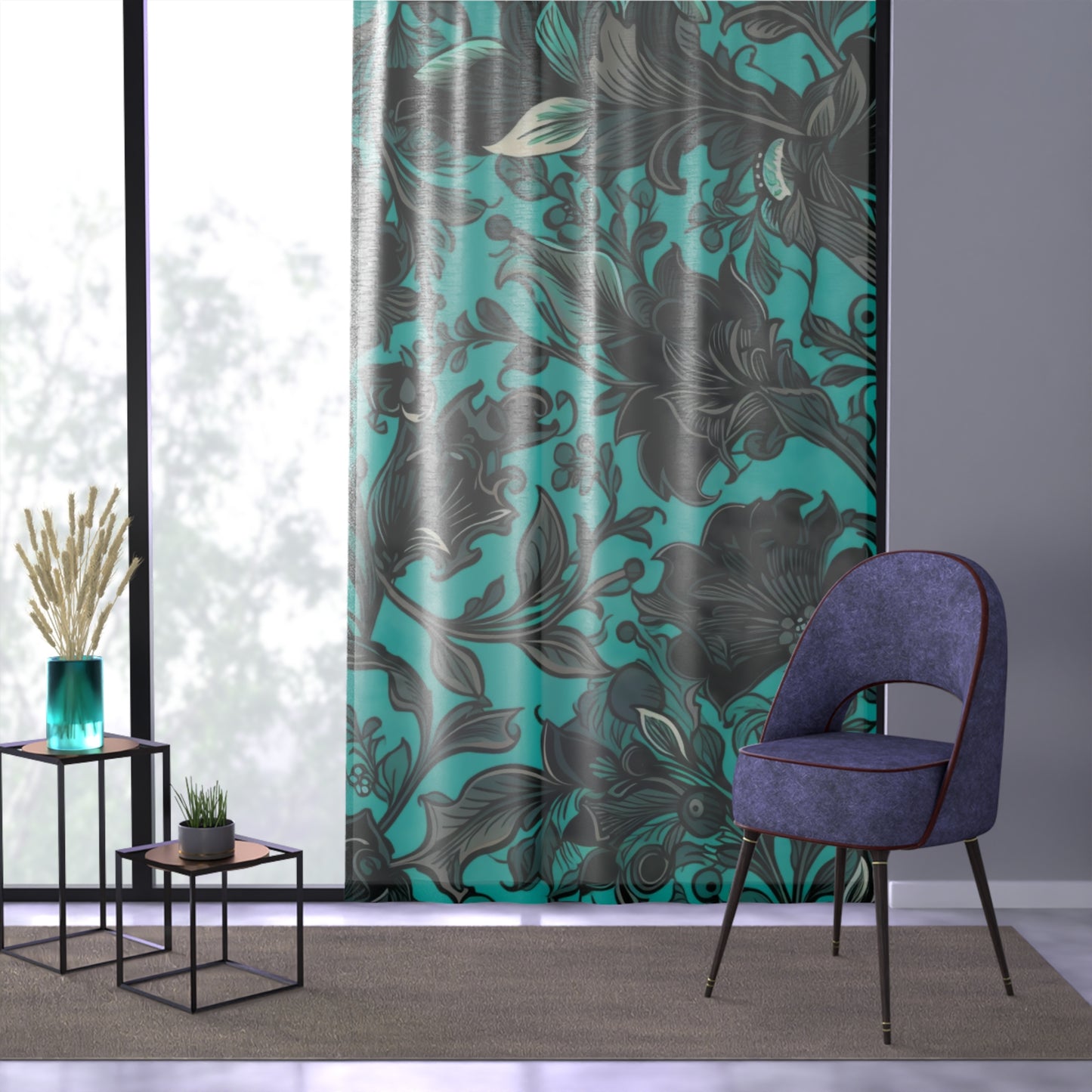 Sheer Window Curtain 50" x 84" Jacobean