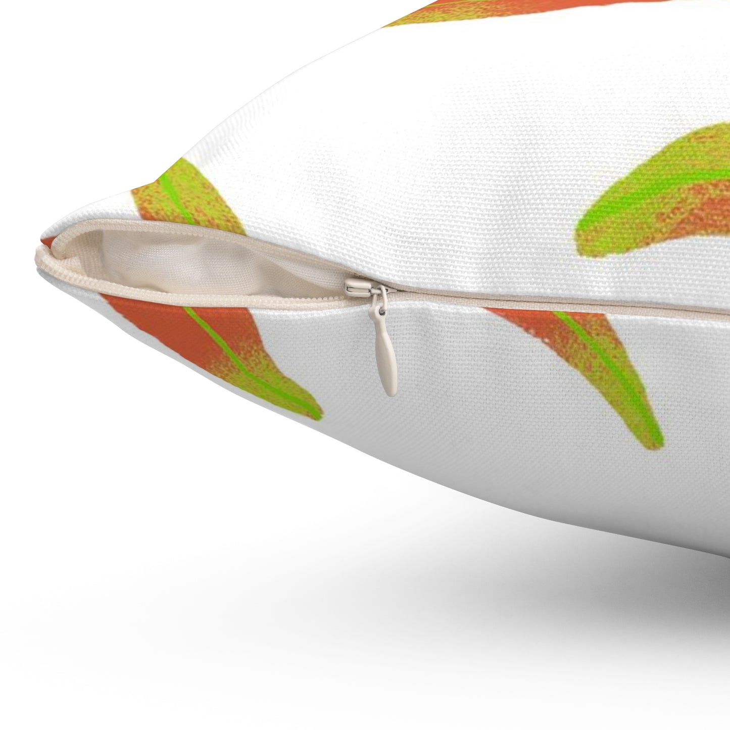 Square Pillow Cover With Pillow Insert In Rusty Leaves Pattern - White