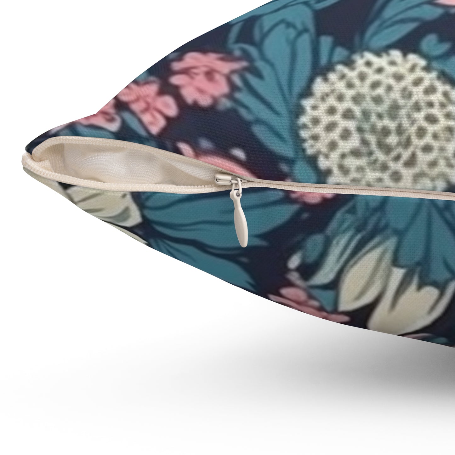 Square Pillow Cover With Pillow Insert In Pink & Blue Floral Daisy Pattern