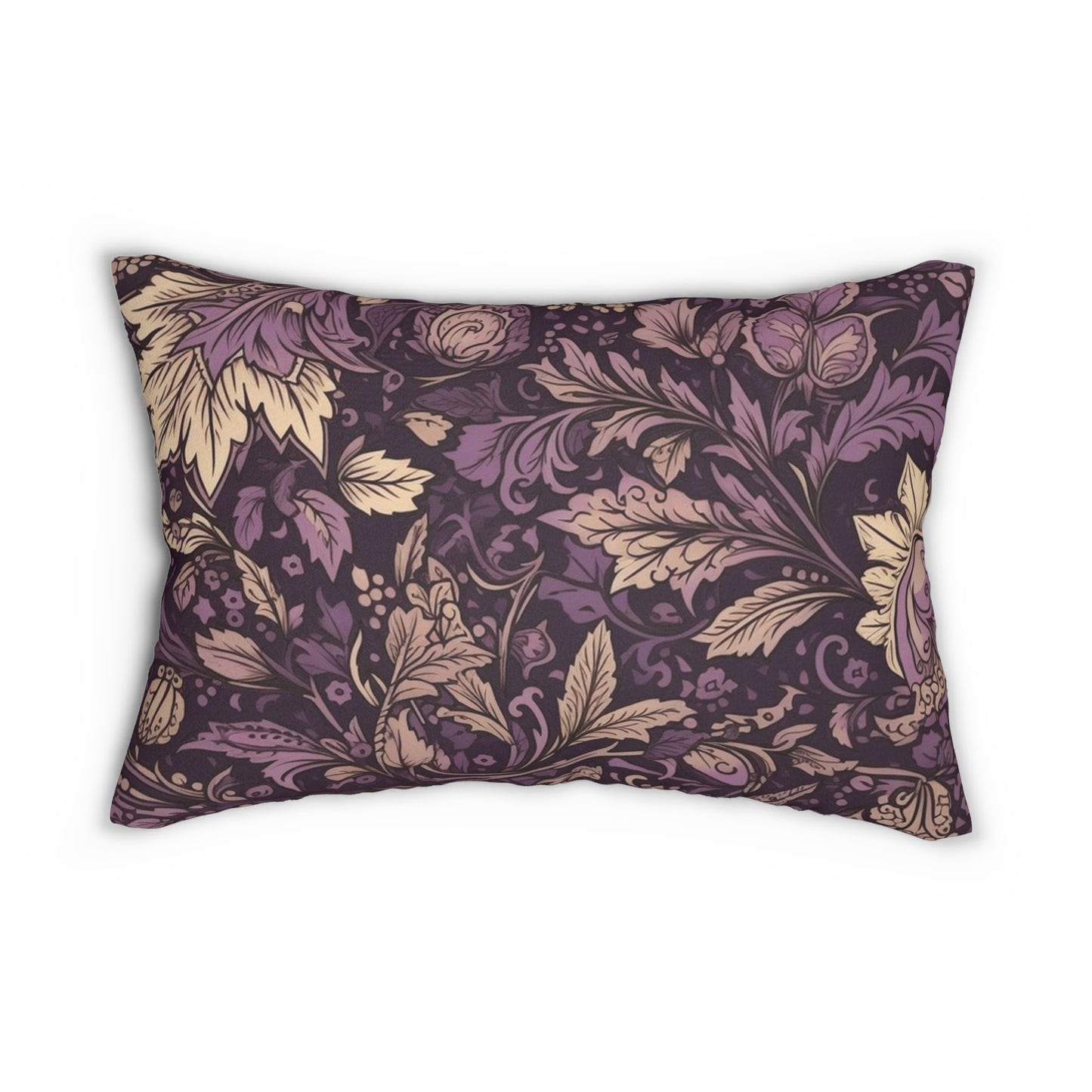 Lumbar Pillow With Pillow Insert In Purple Jacobean Pattern 20"x14"