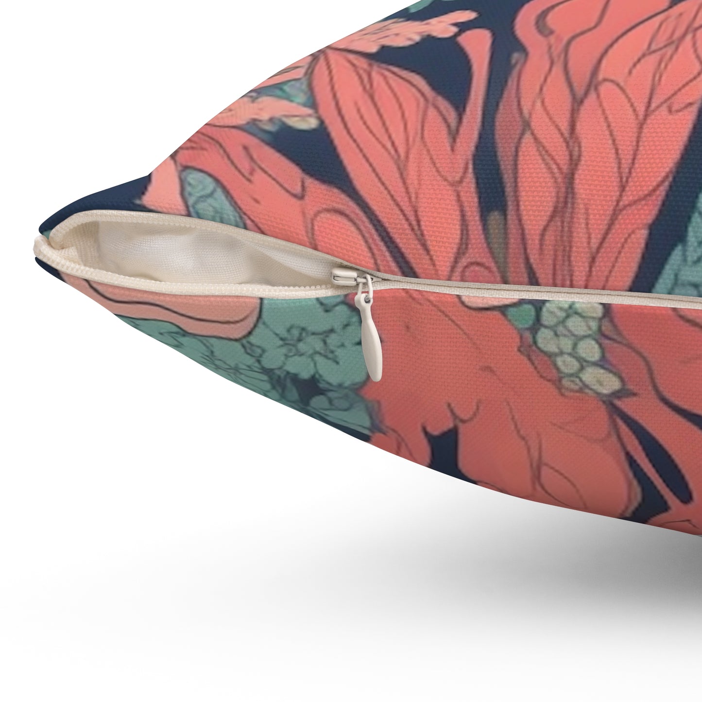 Square Pillow Cover With Pillow Insert In Coral Pattern