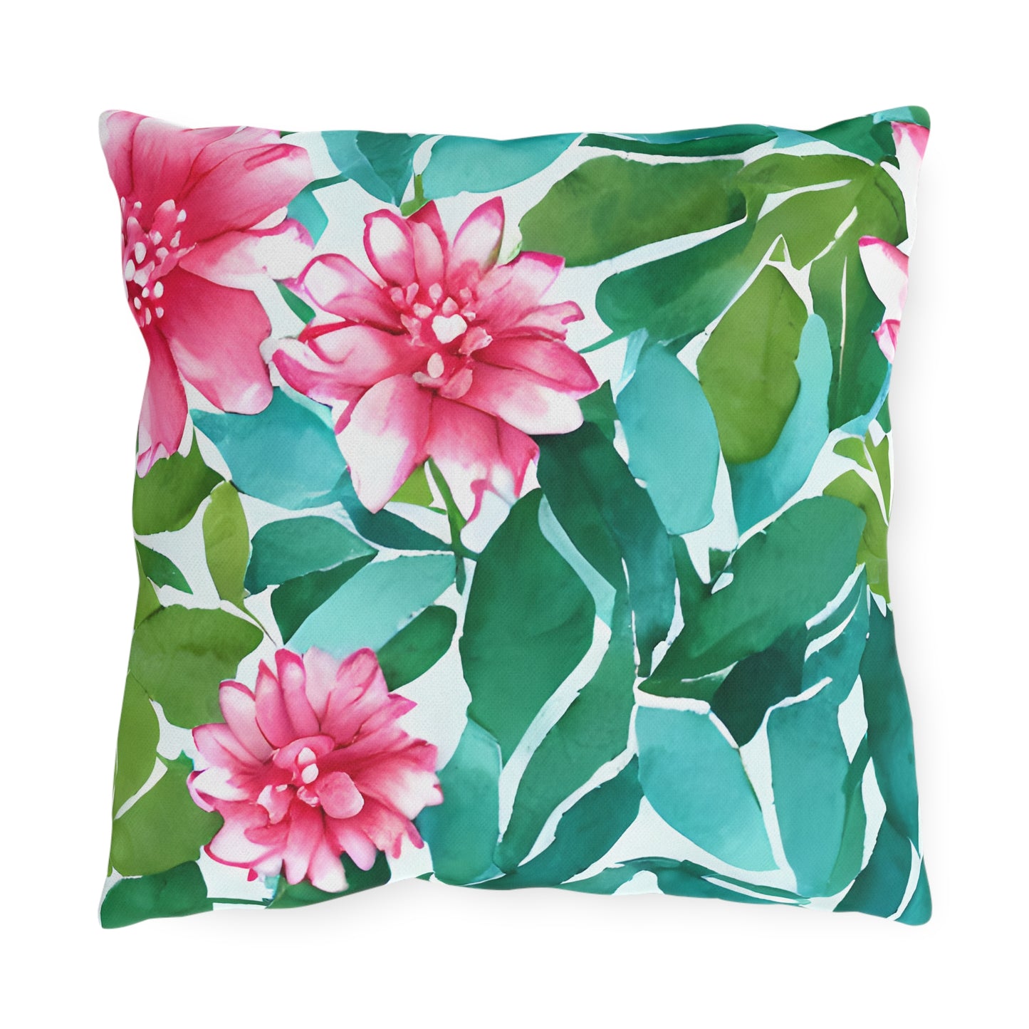 Outdoor Pillow In Watercolor Flowers Pattern