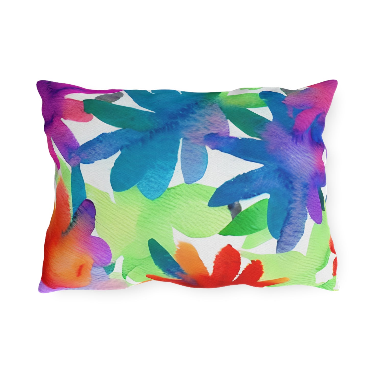 Outdoor Pillow In Watercolor Flowers Pattern