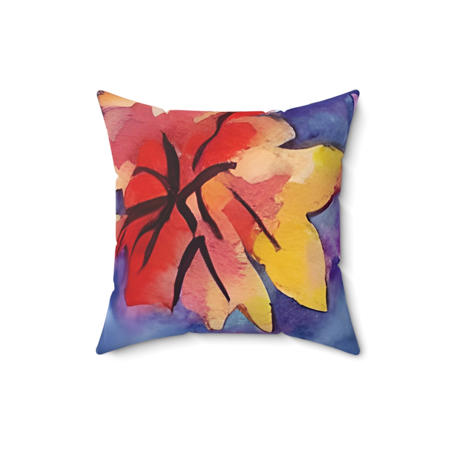 Square Pillow Cover With Pillow Insert In Watercolor Flowers Pattern