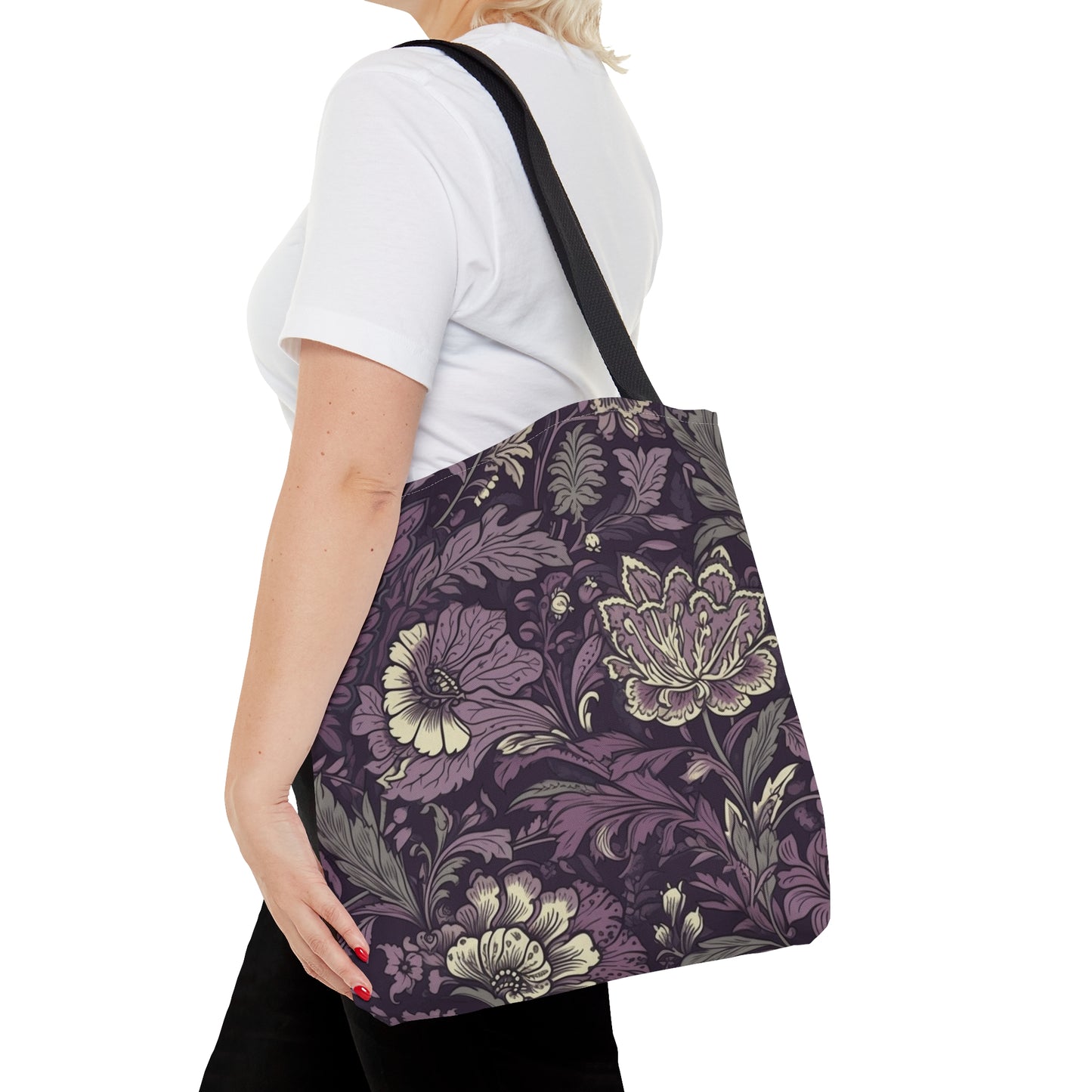 Purple Floral Tote Bag Jacobean Design